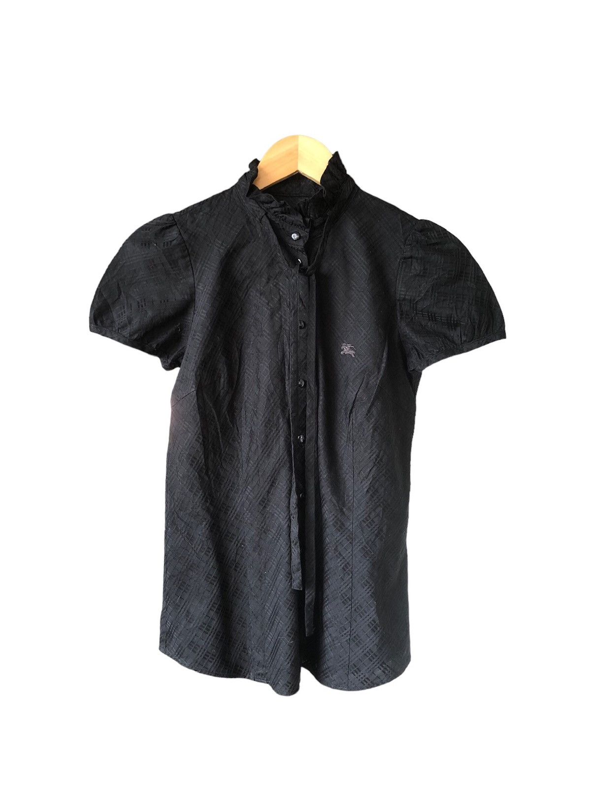 image of Vintage Burberry London Nova Check Black Button Up Shirt, Women's (Size XS)