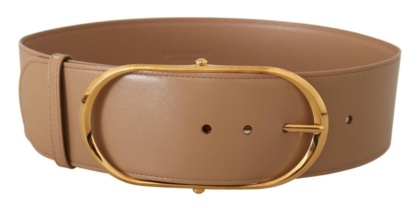 Dolce & Gabbana Dolce & Gabbana Leather Gold Metal Oval Buckle Women's
