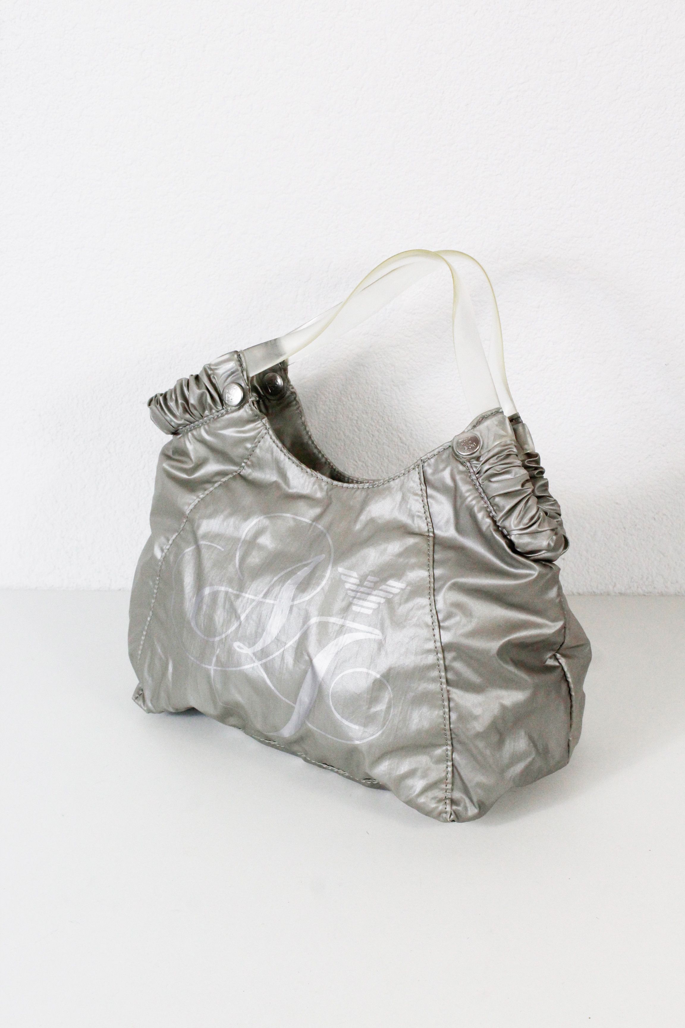 Armani × Giorgio Armani × Vintage Vintage Giorgio Armani Silver Logo PVC Handle Bag Y2K Size ONE SIZE - 6 Thumbnail