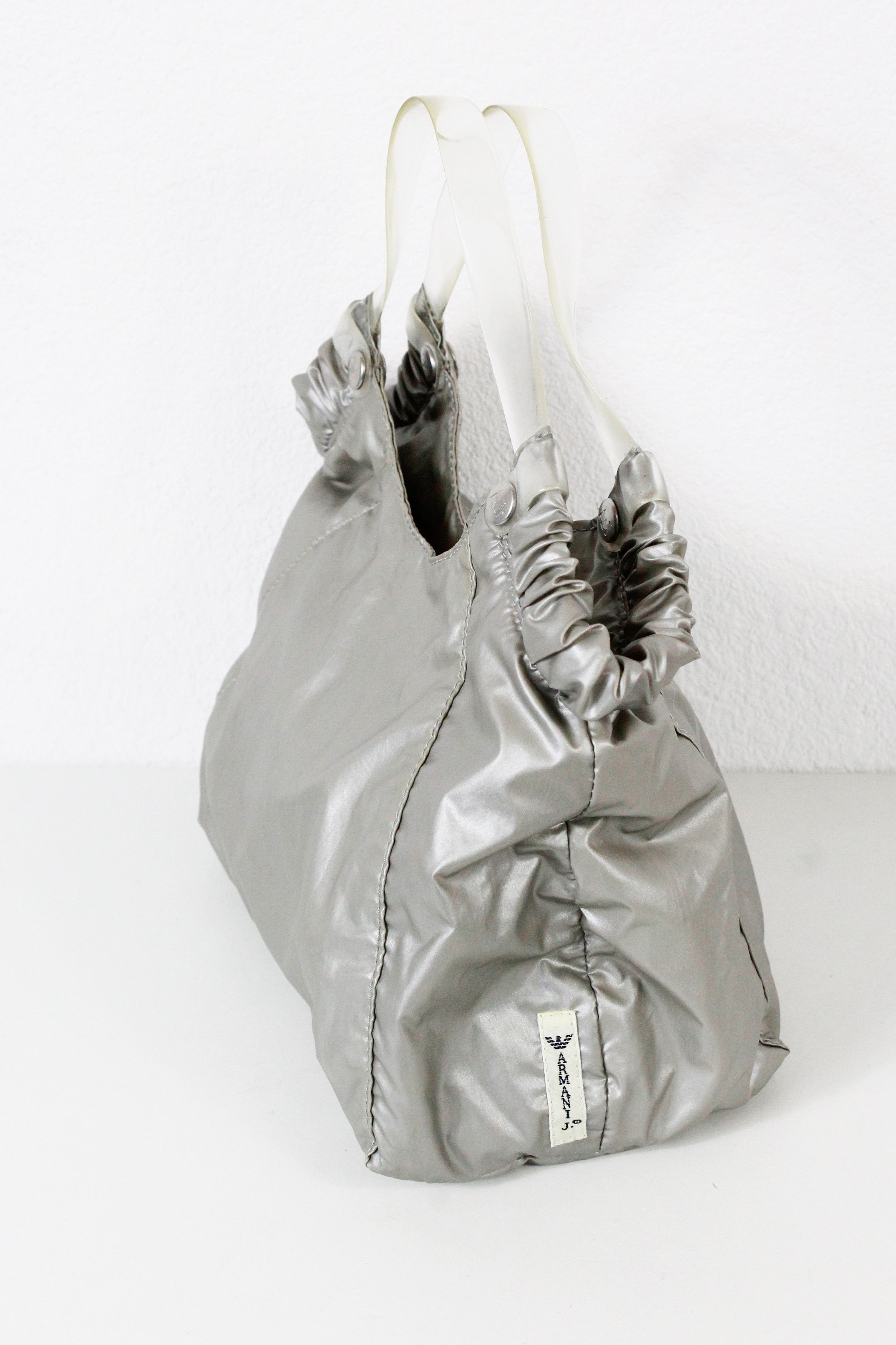 Armani × Giorgio Armani × Vintage Vintage Giorgio Armani Silver Logo PVC Handle Bag Y2K Size ONE SIZE - 4 Thumbnail