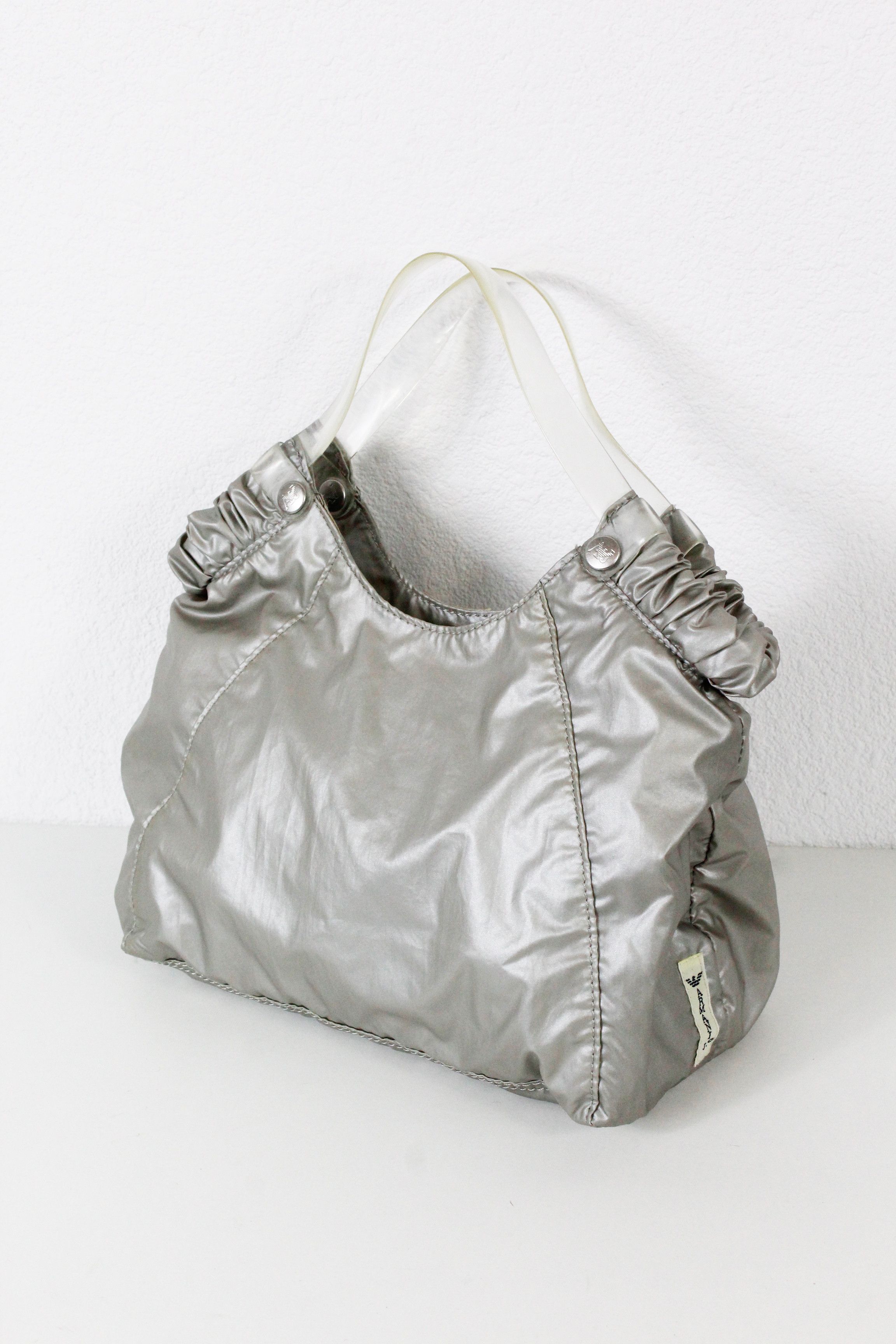 Armani × Giorgio Armani × Vintage Vintage Giorgio Armani Silver Logo PVC Handle Bag Y2K Size ONE SIZE - 5 Thumbnail