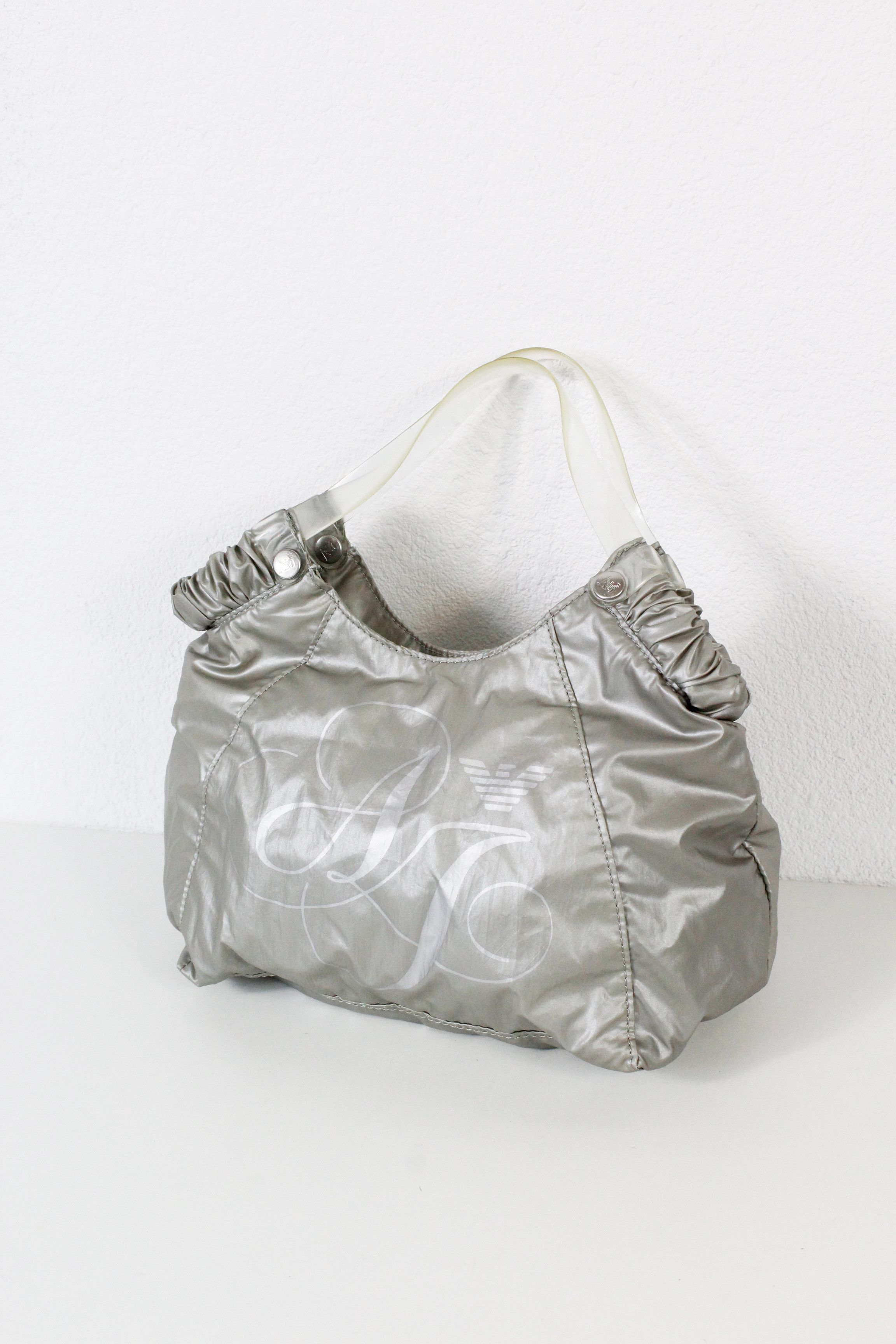 Armani × Giorgio Armani × Vintage Vintage Giorgio Armani Silver Logo PVC Handle Bag Y2K Size ONE SIZE - 1 Thumbnail