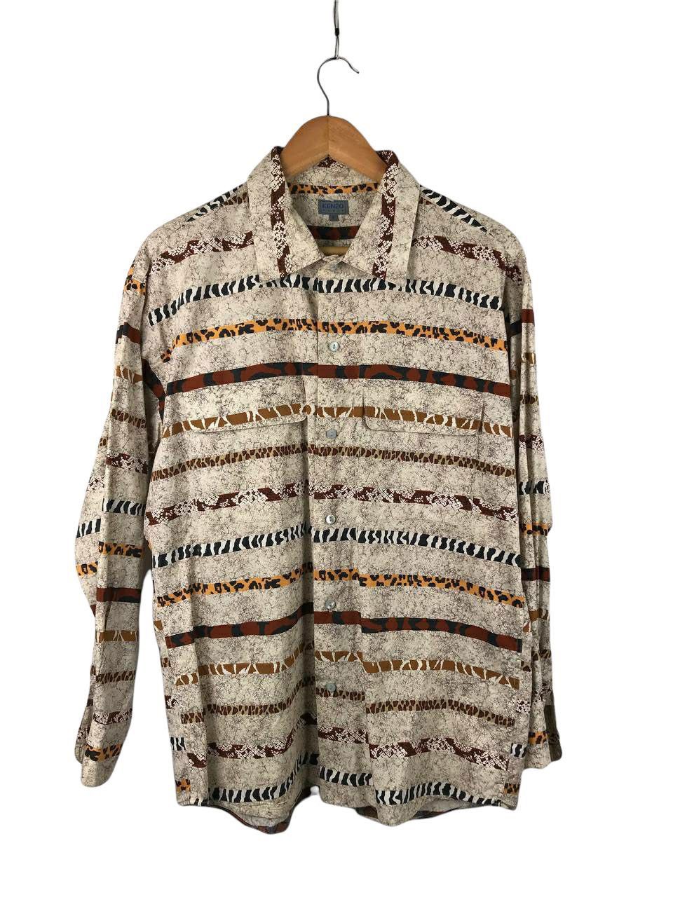 image of VTG Kenzo Paris Animal Print Shirt in Brown, Men's (Size Large)