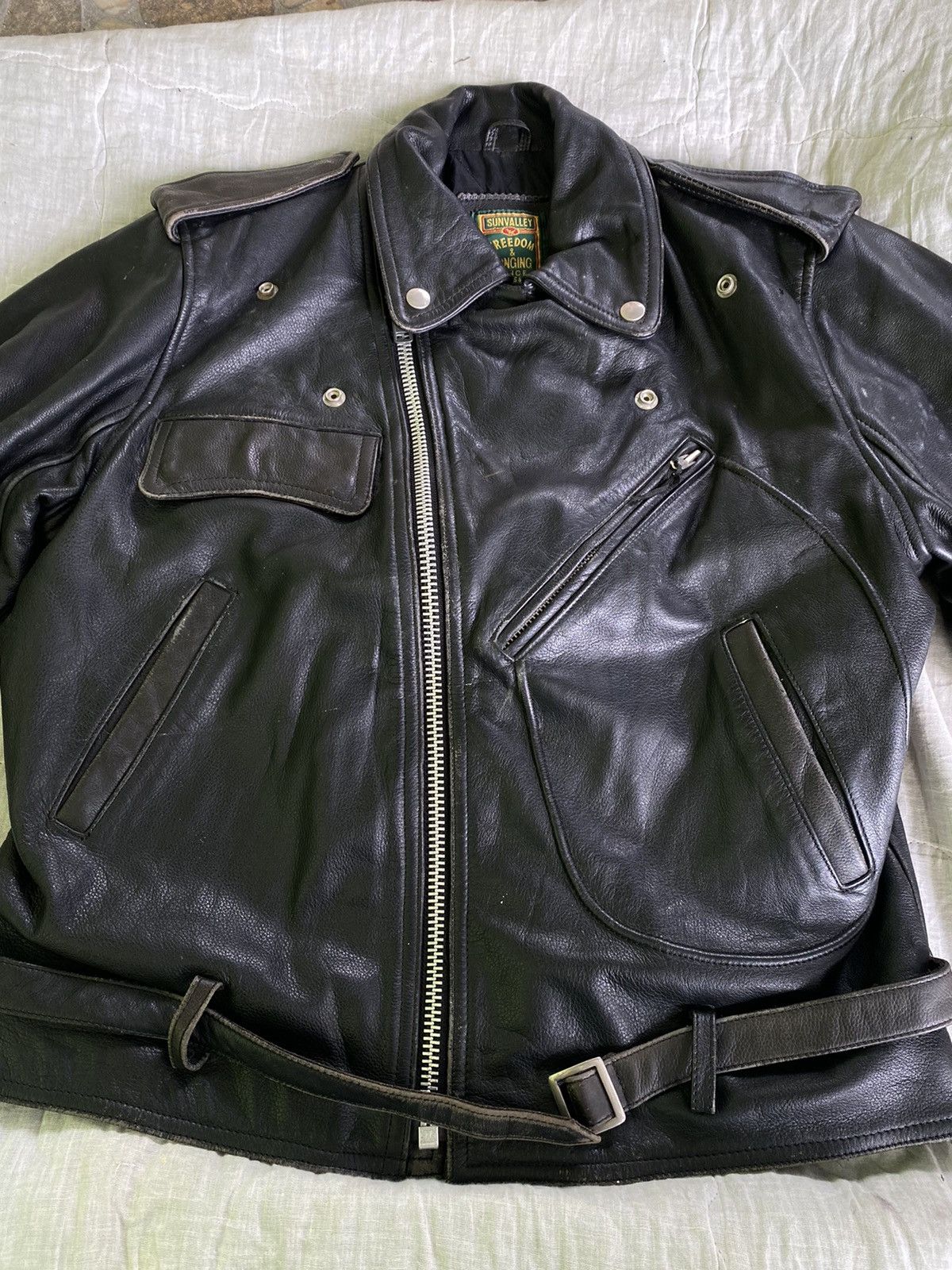 Other VINTAGE SUNVALLEY MOTORCYCLE LEATHER JACKET Size US L / EU 52-54 / 3 - 10 Thumbnail