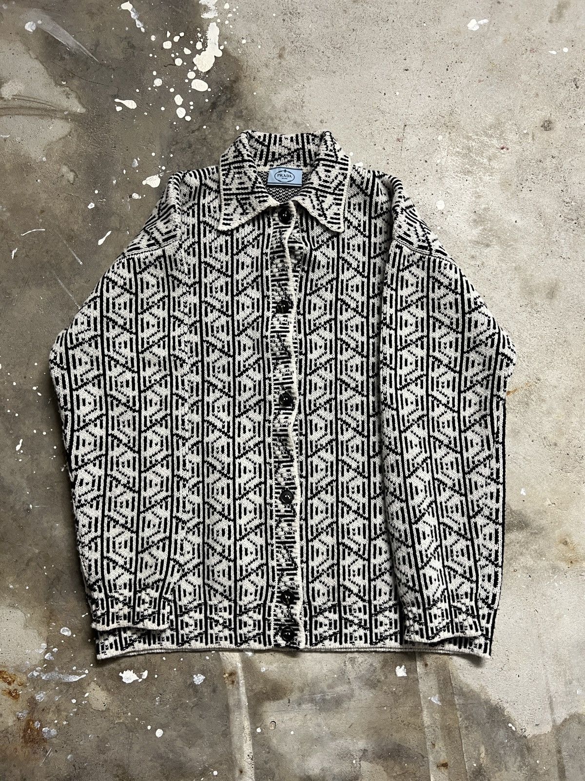 Prada FW21 Jacquard Cardigan Size US L / EU 52-54 / 3 - 1 Thumbnail