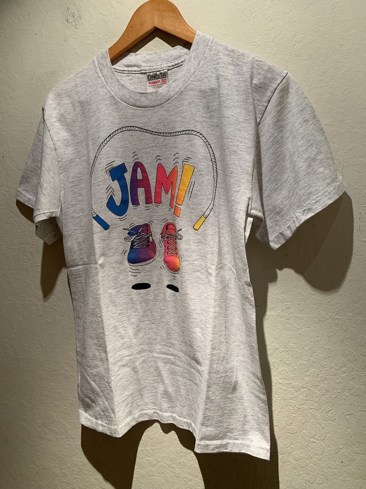 Vintage *RARE* Vintage JAM! Jump Rope Single Stitch Oneita T-Shirt L Size L / US 10 / IT 46 - 1 Thumbnail