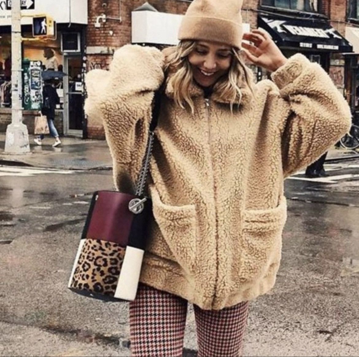 Pixie Tan Teddy Bear Coat S