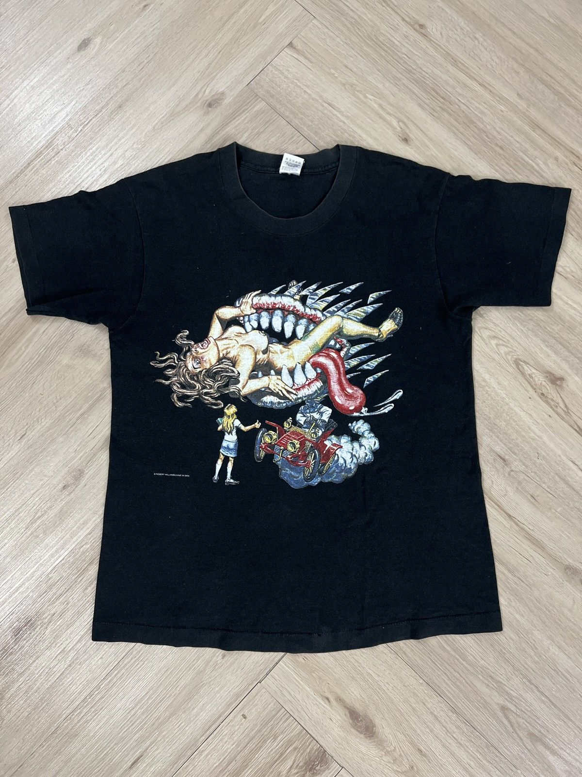 Art × Vintage Vtg 90s Art Robert Williams Living In Skin Shirt 