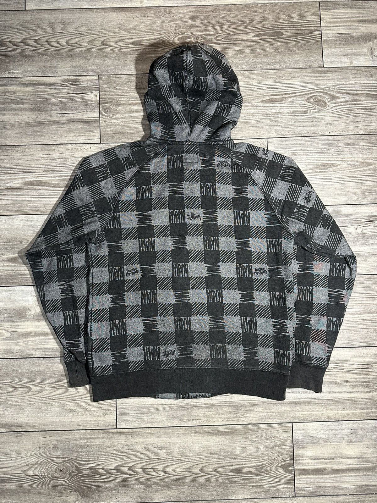 Stussy × Vintage Y2K Stussy Checker Full Zip Hoodie Size US L / EU 52-54 / 3 - 3 Thumbnail