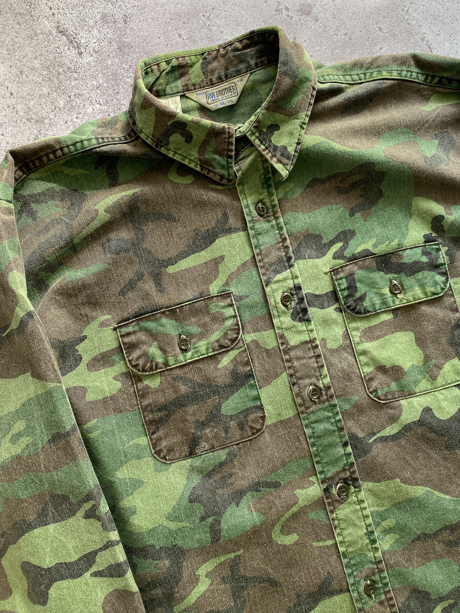 FiveBrother Vintage Five Brother Camo Workwear Shirt Size US XL / EU 56 / 4 - 6 Thumbnail