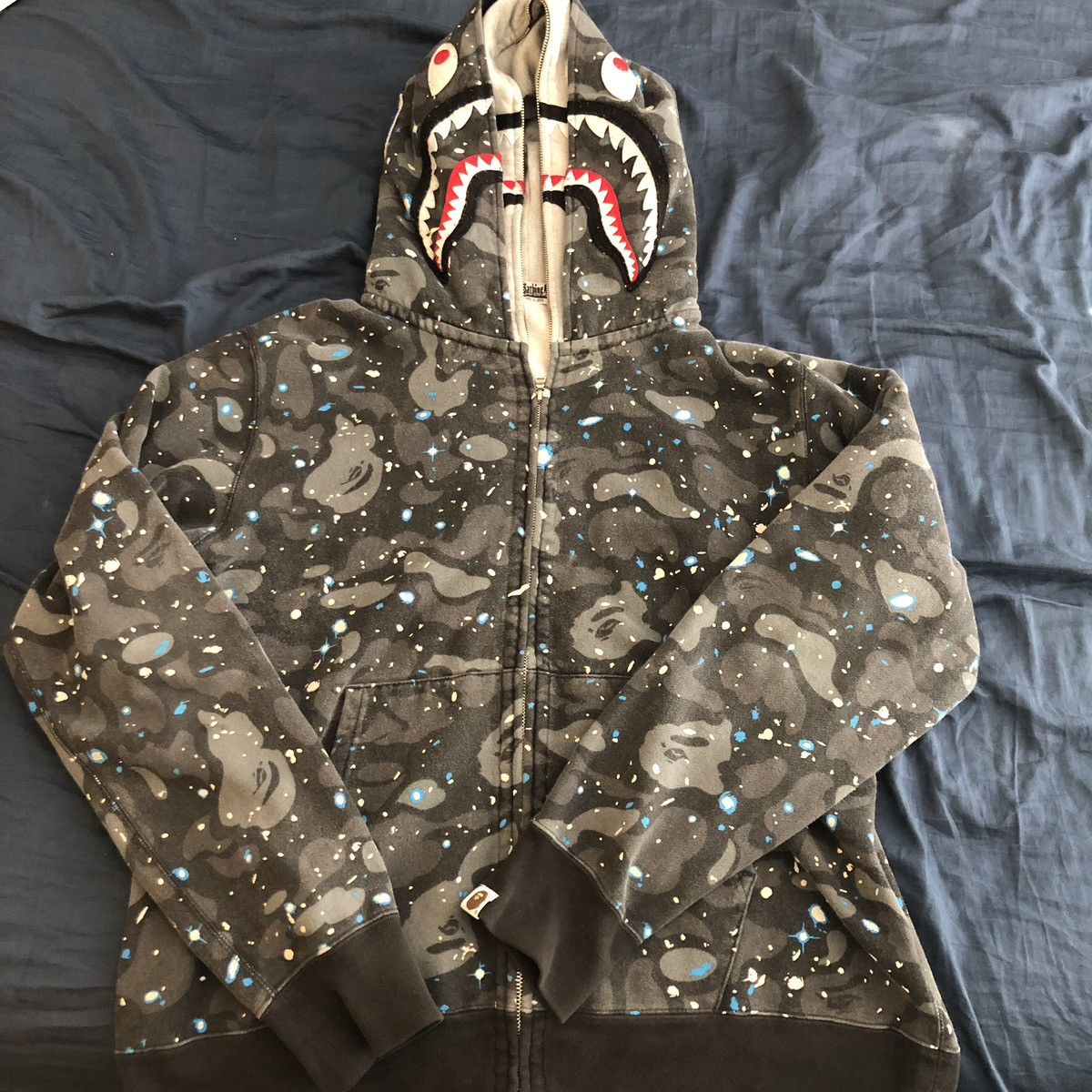 Bape Bape Space Camo Shark Full Zip Double Hoodie | Grailed