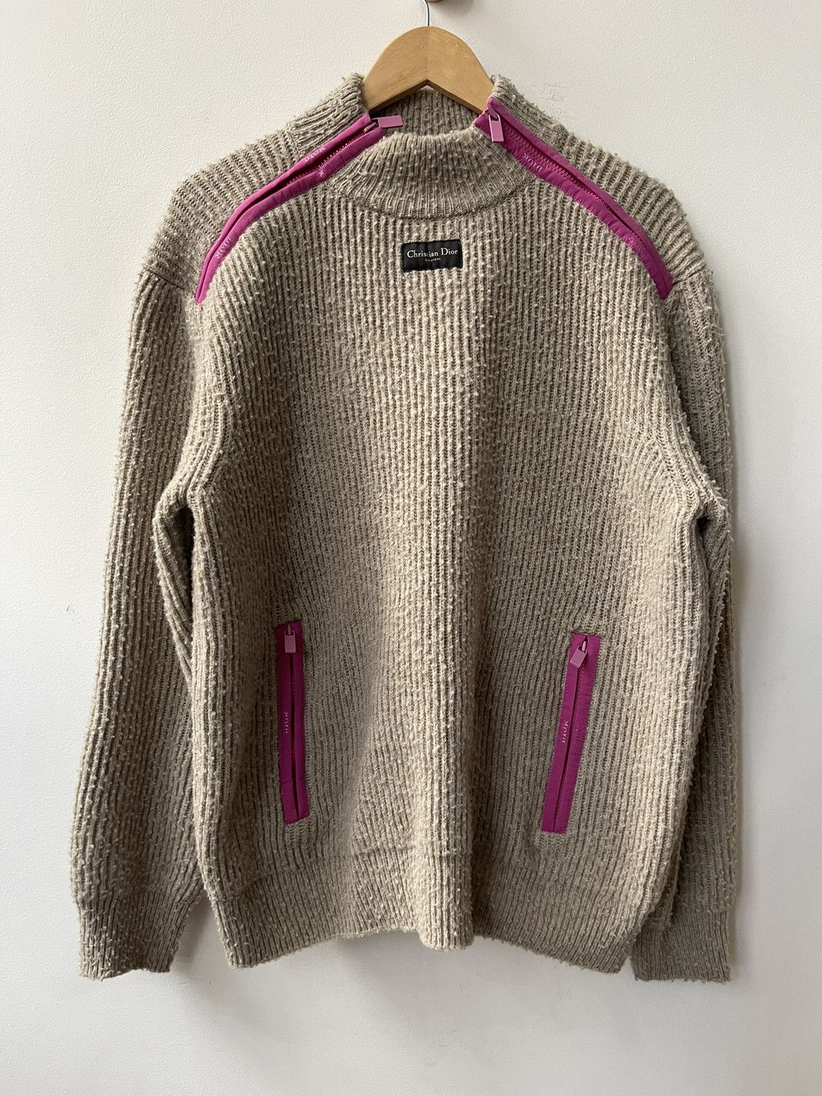 Dior Dior SWEATER WITH ZIPPED COLLAR Beige Casentino Wool Knit Size US L / EU 52-54 / 3 - 8 Thumbnail