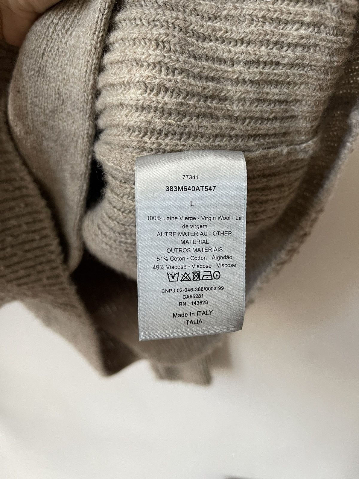 Dior Dior SWEATER WITH ZIPPED COLLAR Beige Casentino Wool Knit Size US L / EU 52-54 / 3 - 11 Thumbnail