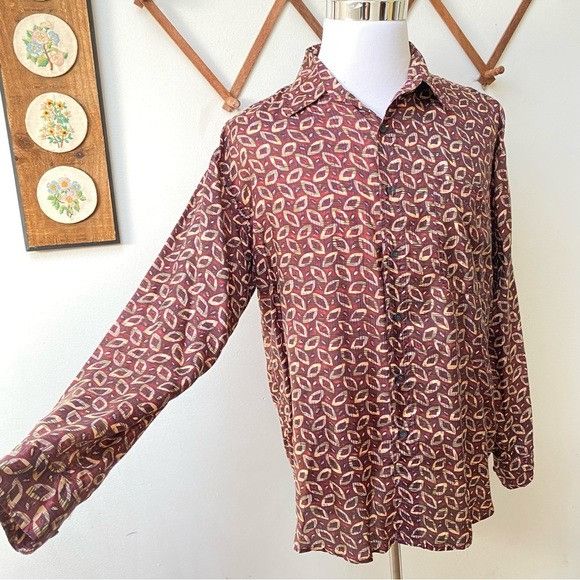 Vintage Vintage Silk Abstract Button Down Shirt Size US L / EU 52-54 / 3 - 13 Thumbnail