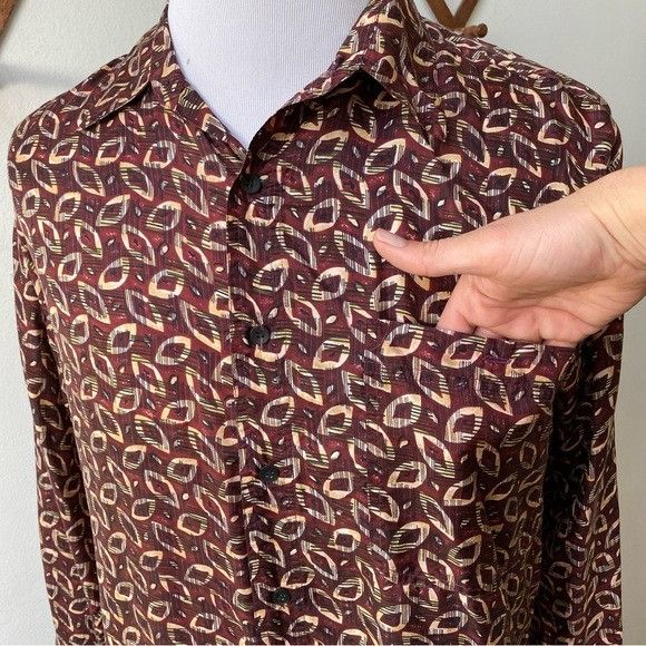 Vintage Vintage Silk Abstract Button Down Shirt Size US L / EU 52-54 / 3 - 6 Thumbnail