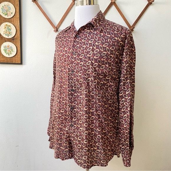 Vintage Vintage Silk Abstract Button Down Shirt Size US L / EU 52-54 / 3 - 12 Thumbnail
