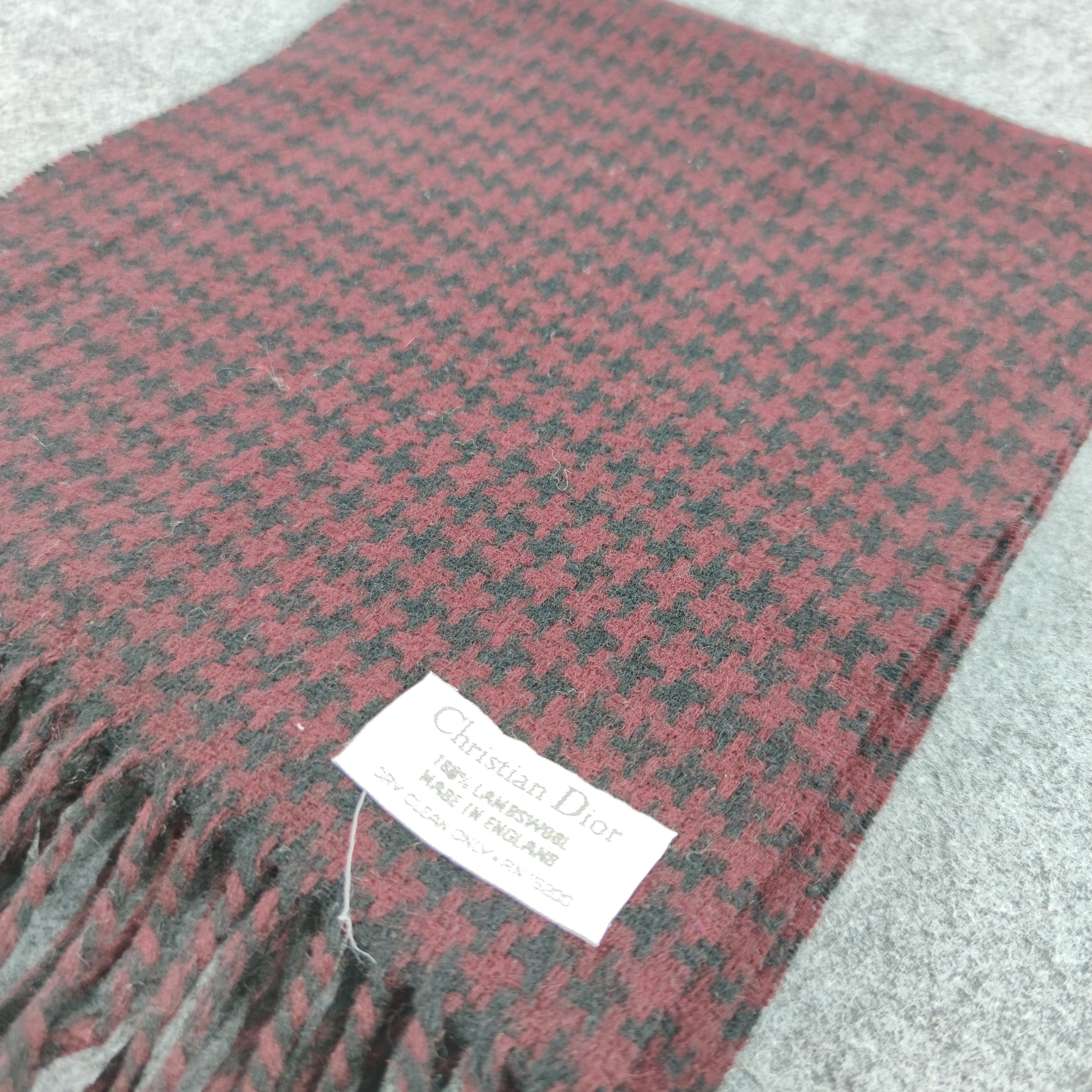Vintage Christian Dior Hounds tooth design Scarf/Muffler/Wool S290 Size ONE SIZE - 3 Thumbnail