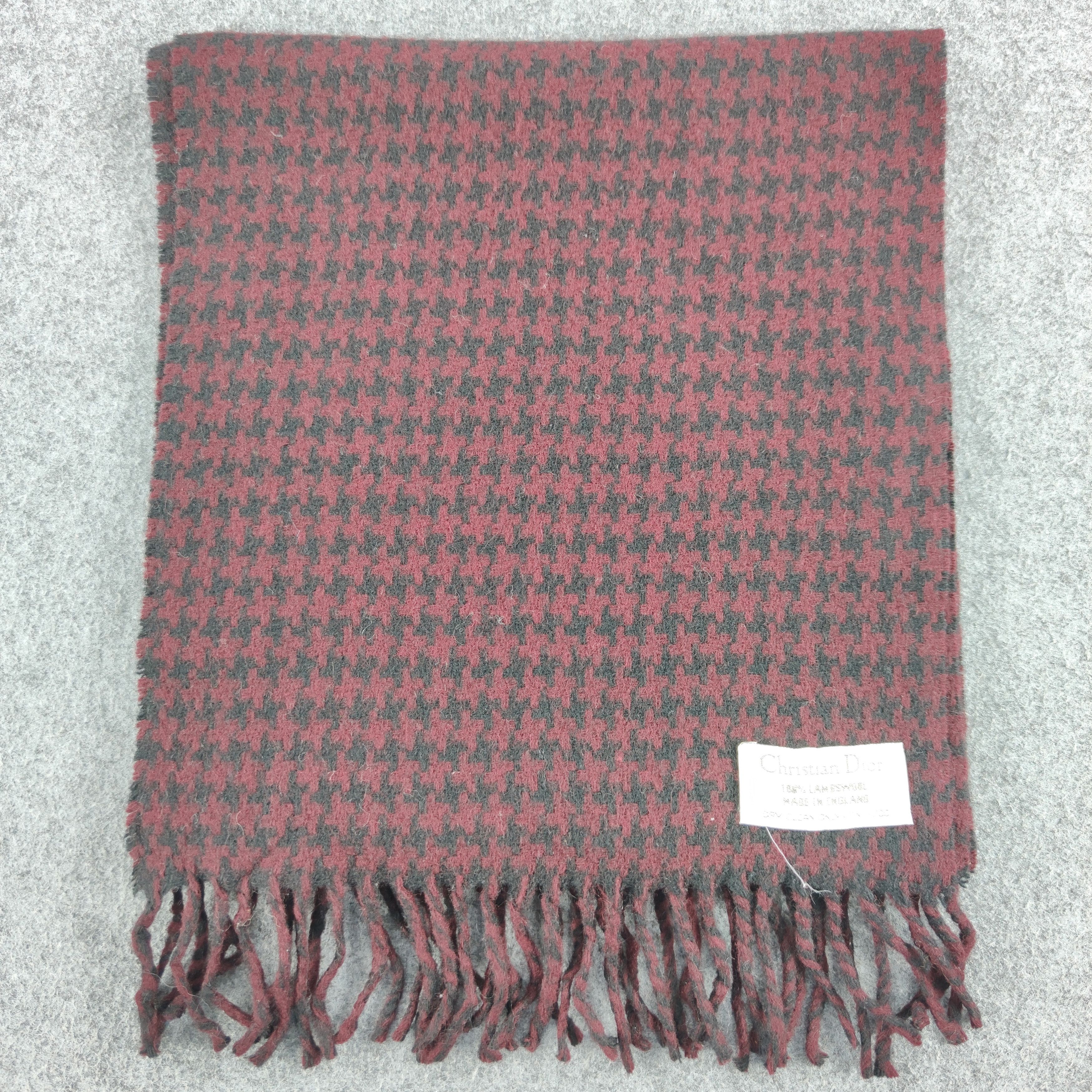 Vintage Christian Dior Hounds tooth design Scarf/Muffler/Wool S290 Size ONE SIZE - 2 Thumbnail