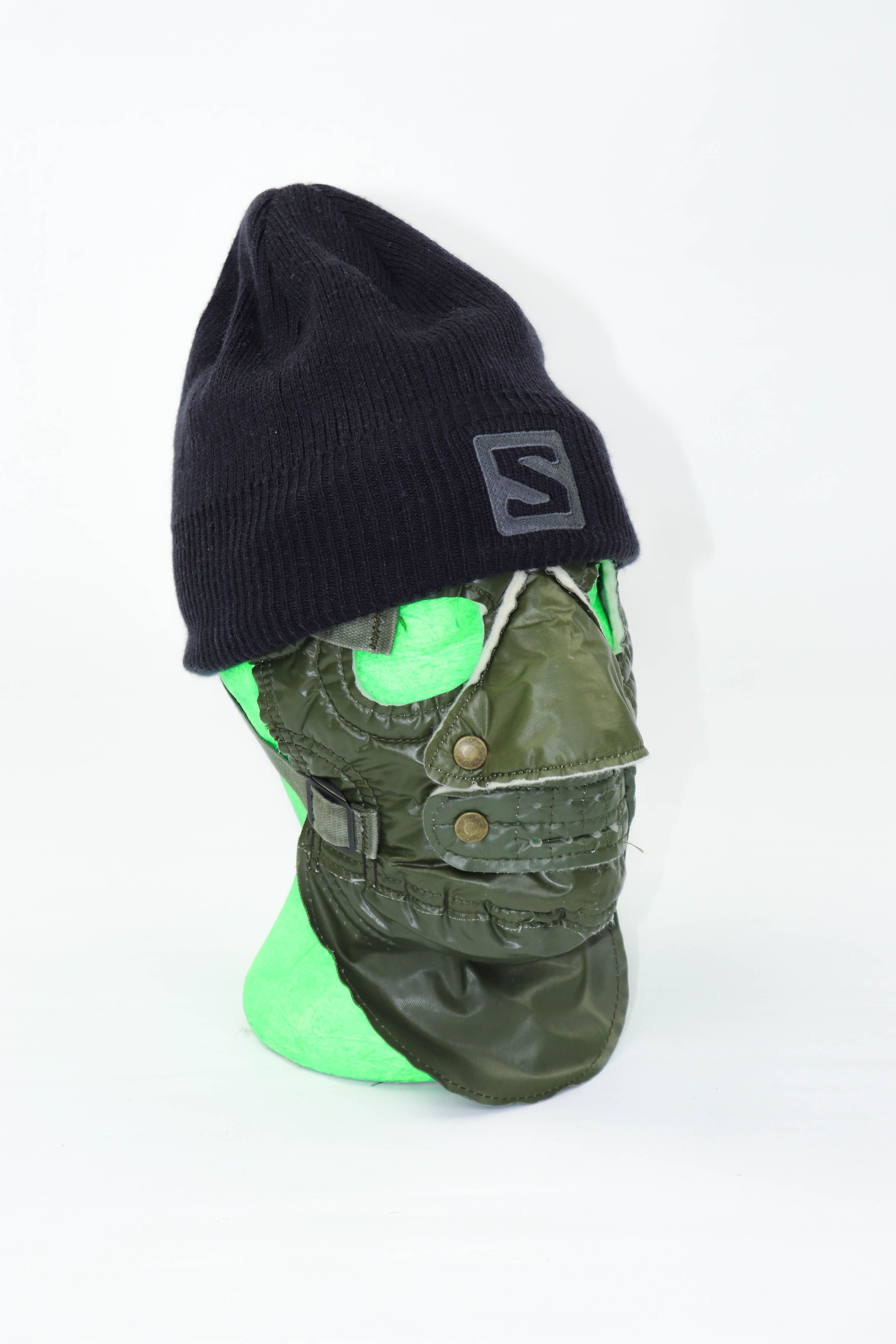 Salomon Salomon Big Logo Dark Gray Ribbed Beanie Hat Size ONE SIZE - 2 Thumbnail
