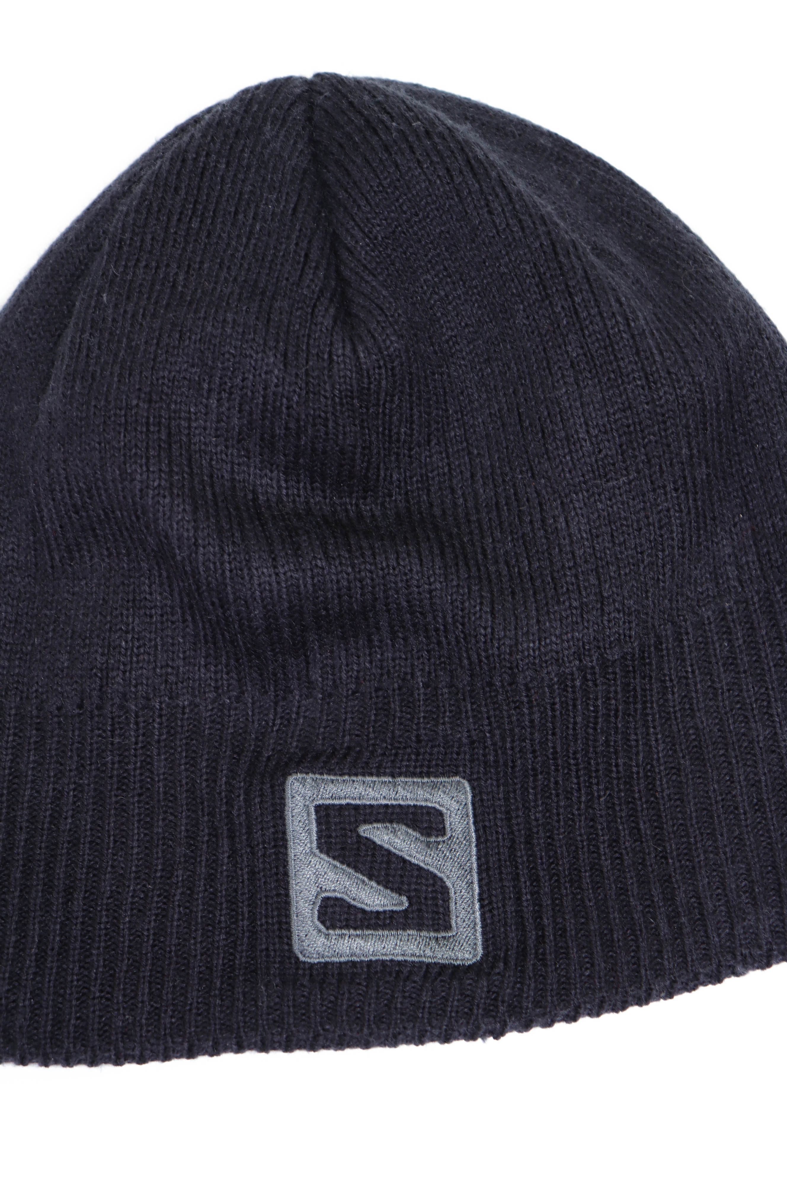 Salomon Salomon Big Logo Dark Gray Ribbed Beanie Hat Size ONE SIZE - 6 Thumbnail