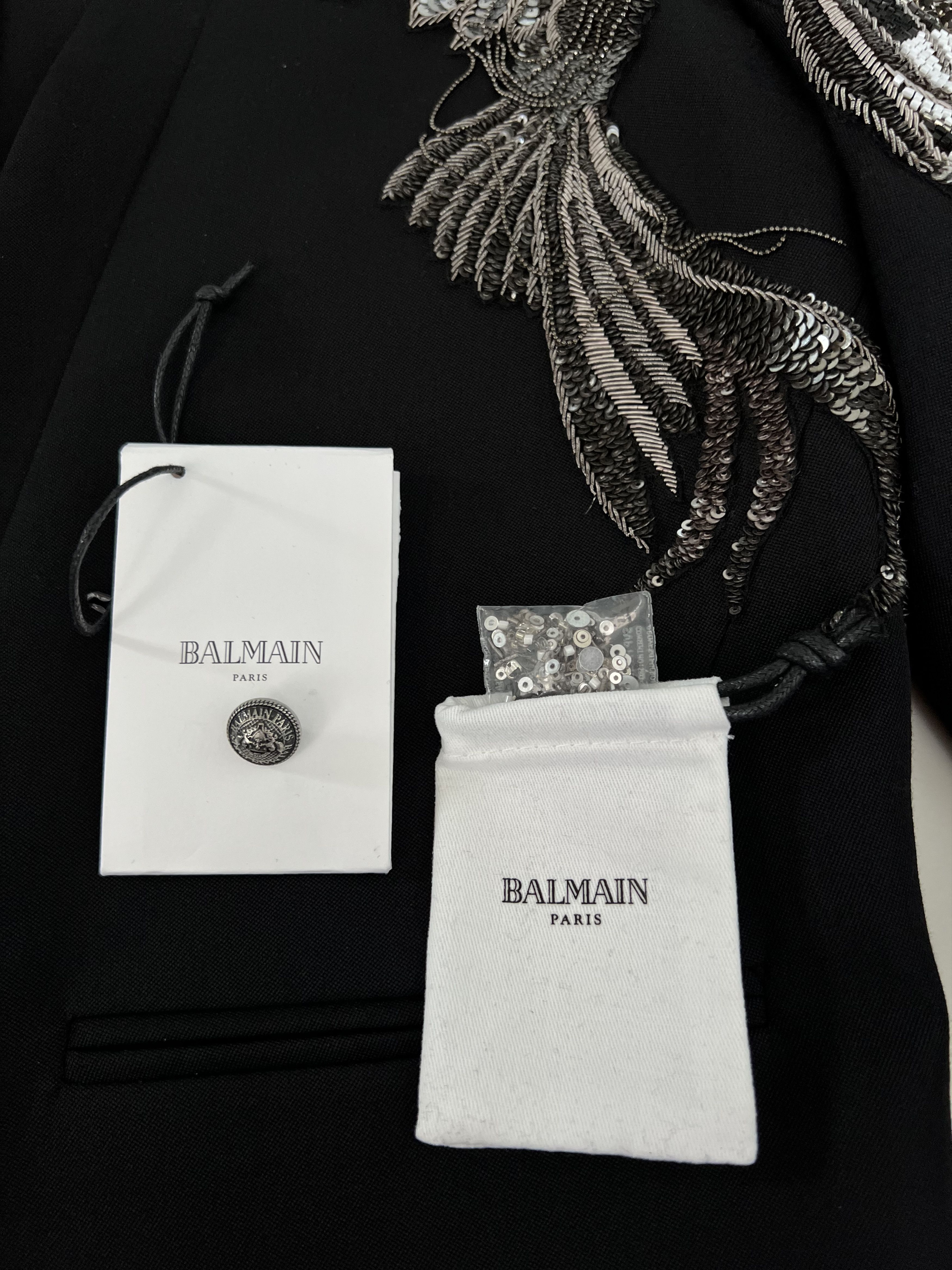Balmain (sz 50) Black Embroidered Wool Blazer Size 50R - 13 Thumbnail