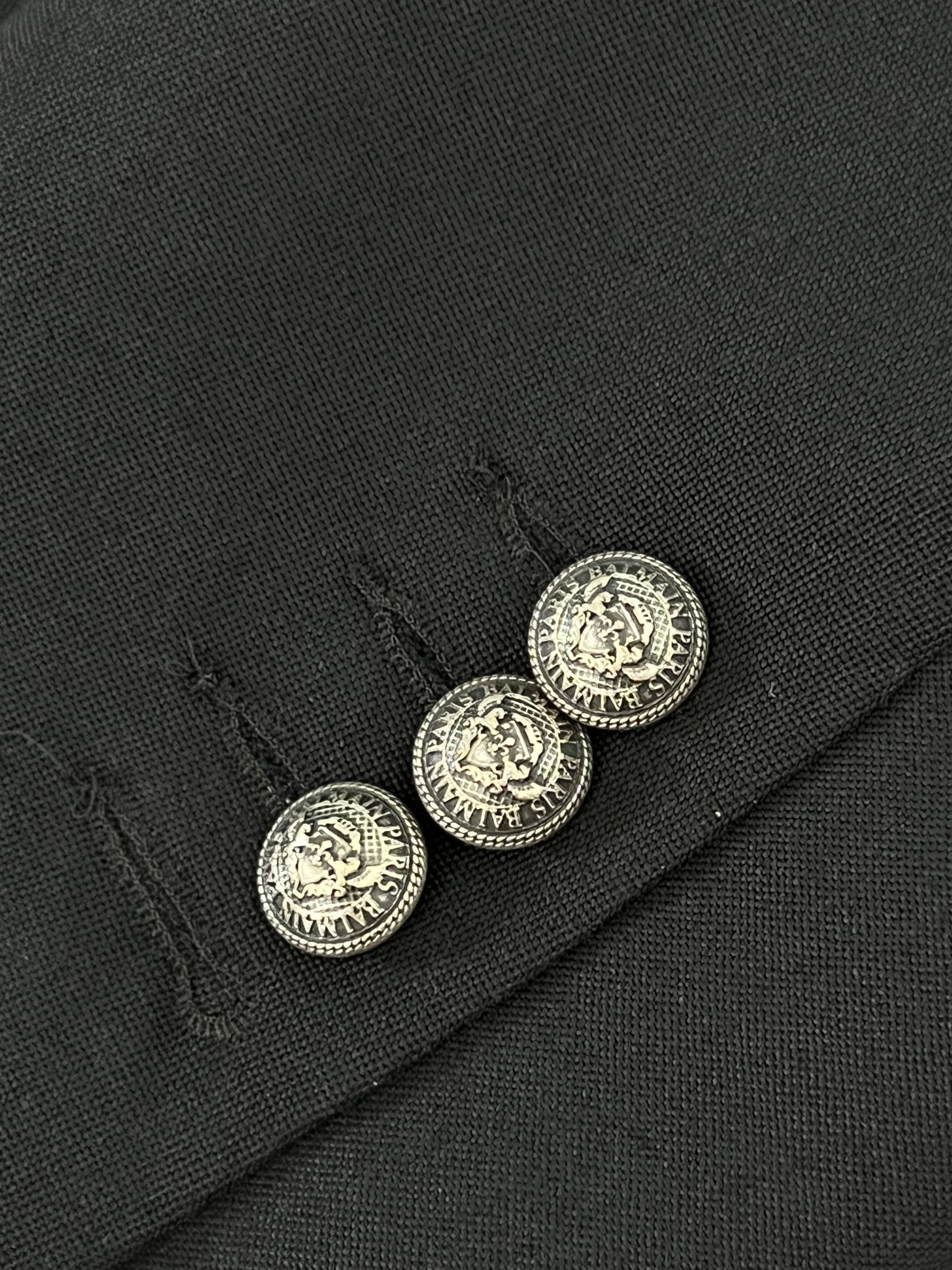 Balmain (sz 50) Black Embroidered Wool Blazer Size 50R - 8 Thumbnail