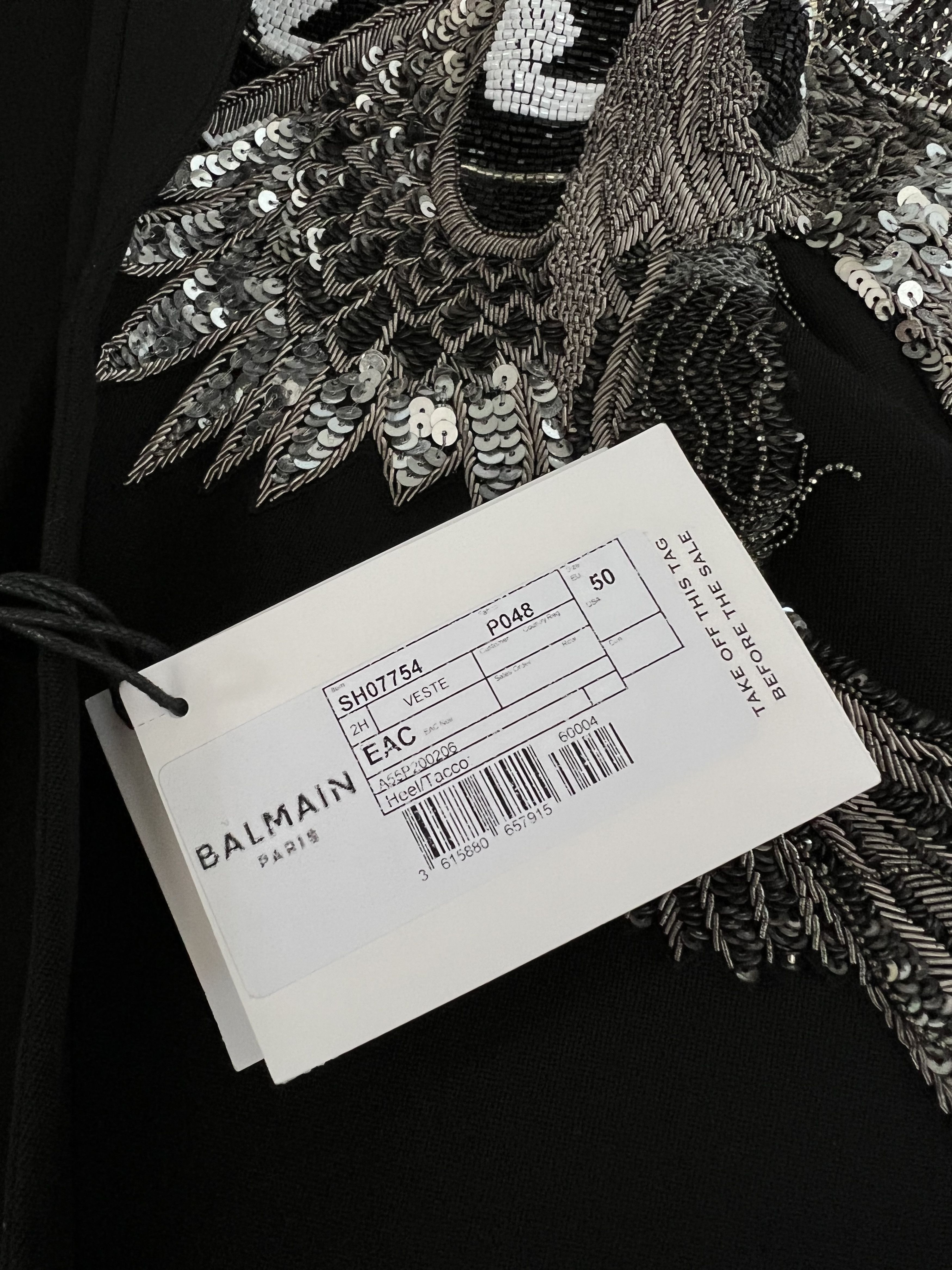 Balmain (sz 50) Black Embroidered Wool Blazer Size 50R - 12 Thumbnail