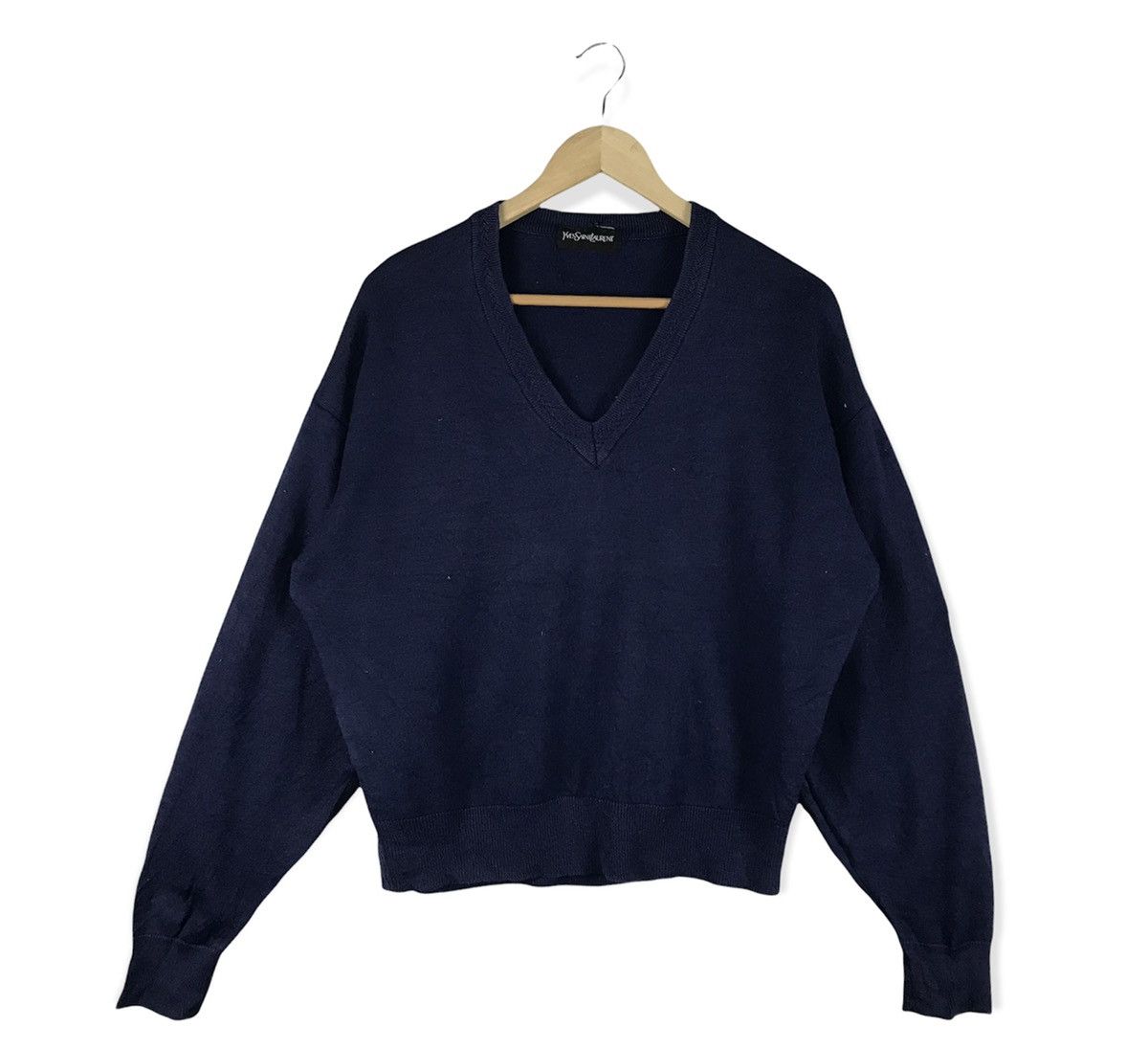 Yves Saint Laurent Vintage Yves Saint Laurent Small Logo Vneck Sweatshirt Size US M / EU 48-50 / 2 - 1 Thumbnail
