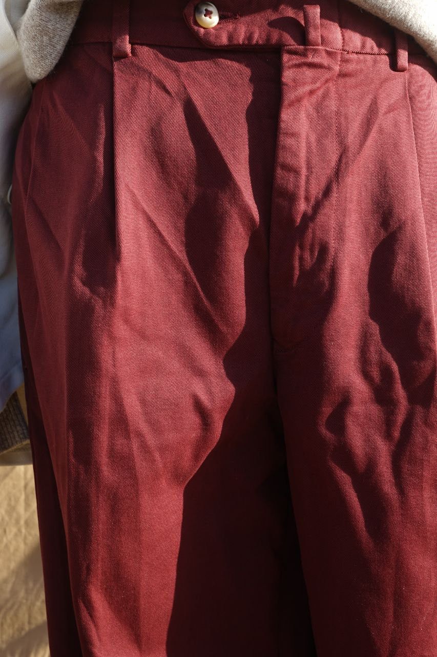 Loro Piana LORO PIANA burgundy cotton pleated pants Size US 30 / EU 46 - 4 Thumbnail