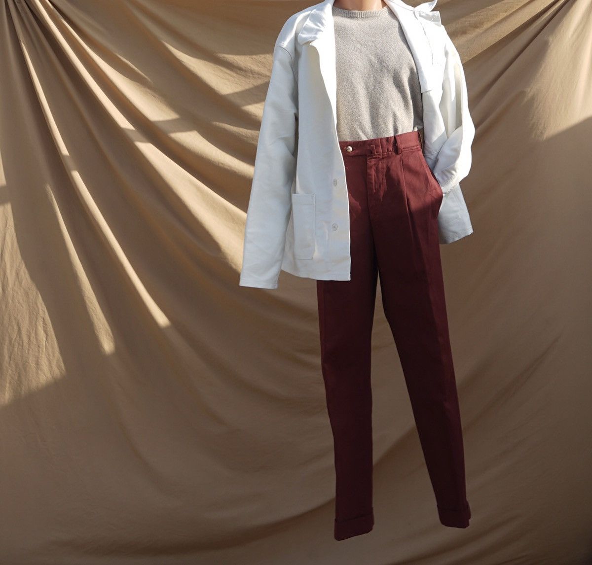 Loro Piana LORO PIANA burgundy cotton pleated pants Size US 30 / EU 46 - 2 Thumbnail