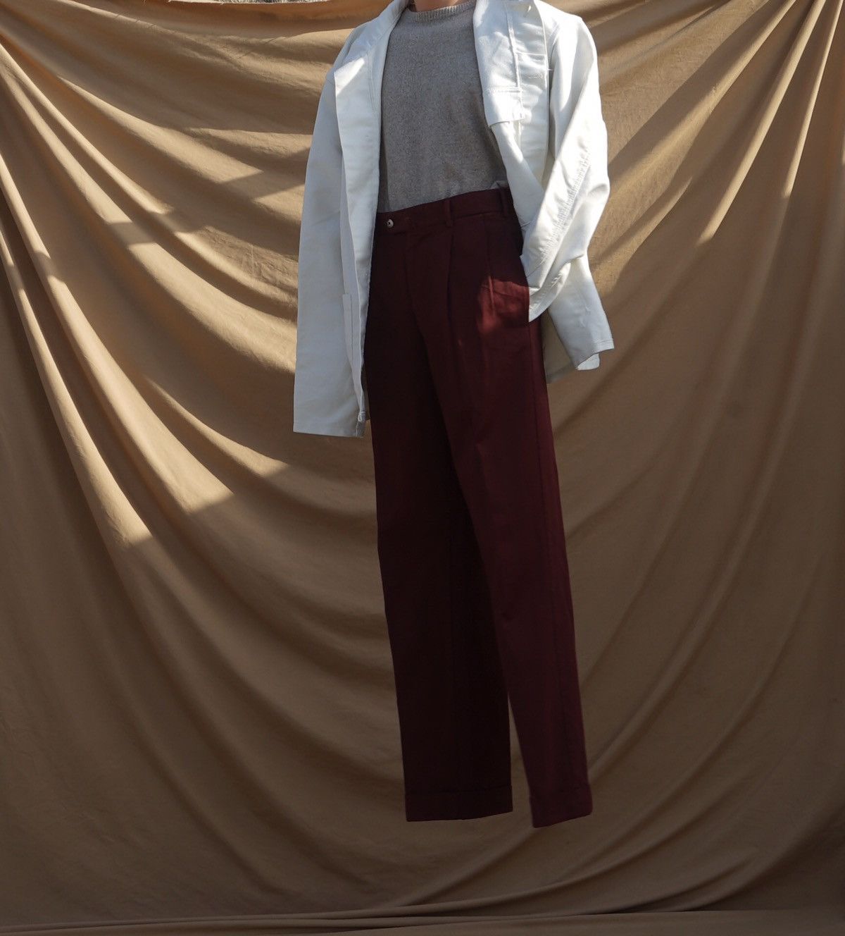 Loro Piana LORO PIANA burgundy cotton pleated pants Size US 30 / EU 46 - 3 Thumbnail