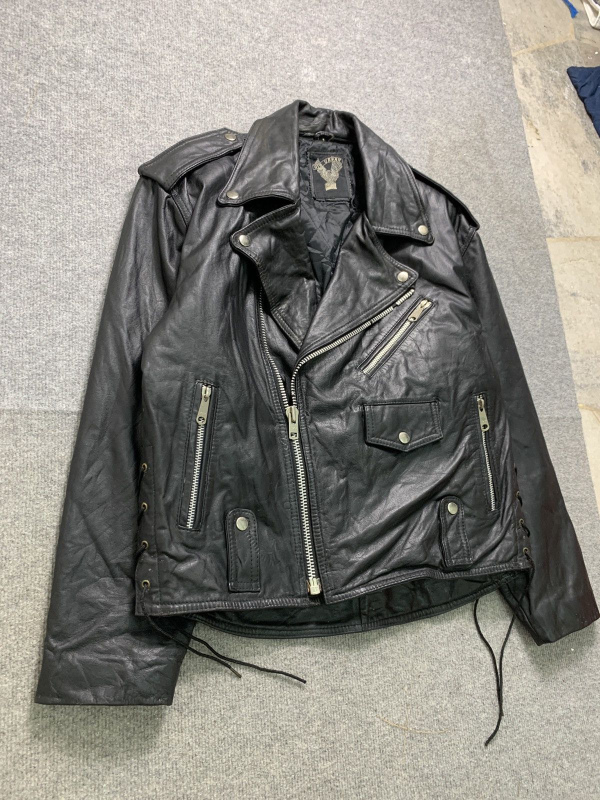 Vintage Vintage Punk Motorcycle Double Collar Leather Jacket Size US L / EU 52-54 / 3 - 4 Thumbnail