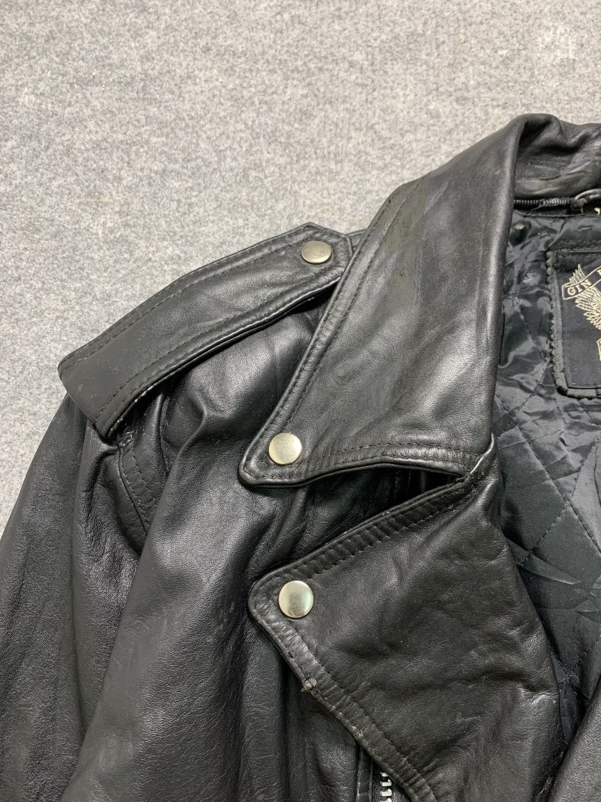 Vintage Vintage Punk Motorcycle Double Collar Leather Jacket Size US L / EU 52-54 / 3 - 10 Thumbnail