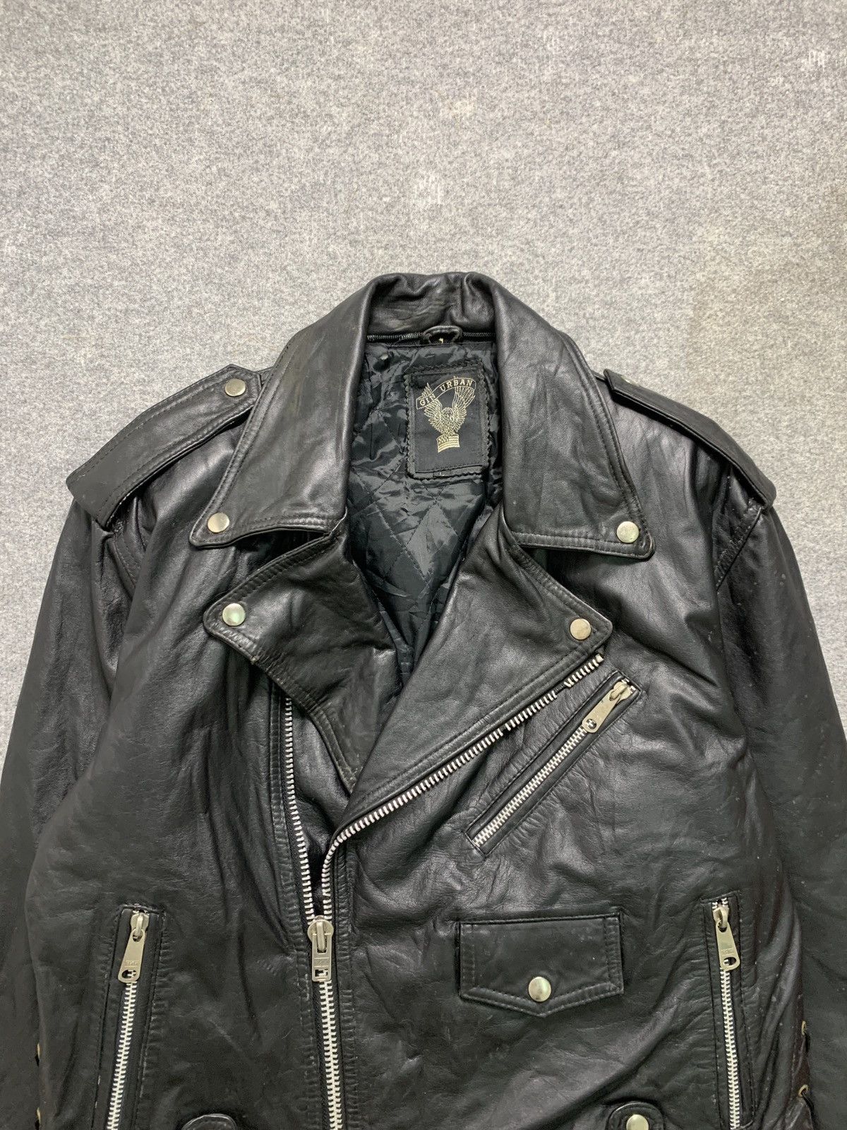 Vintage Vintage Punk Motorcycle Double Collar Leather Jacket Size US L / EU 52-54 / 3 - 2 Thumbnail