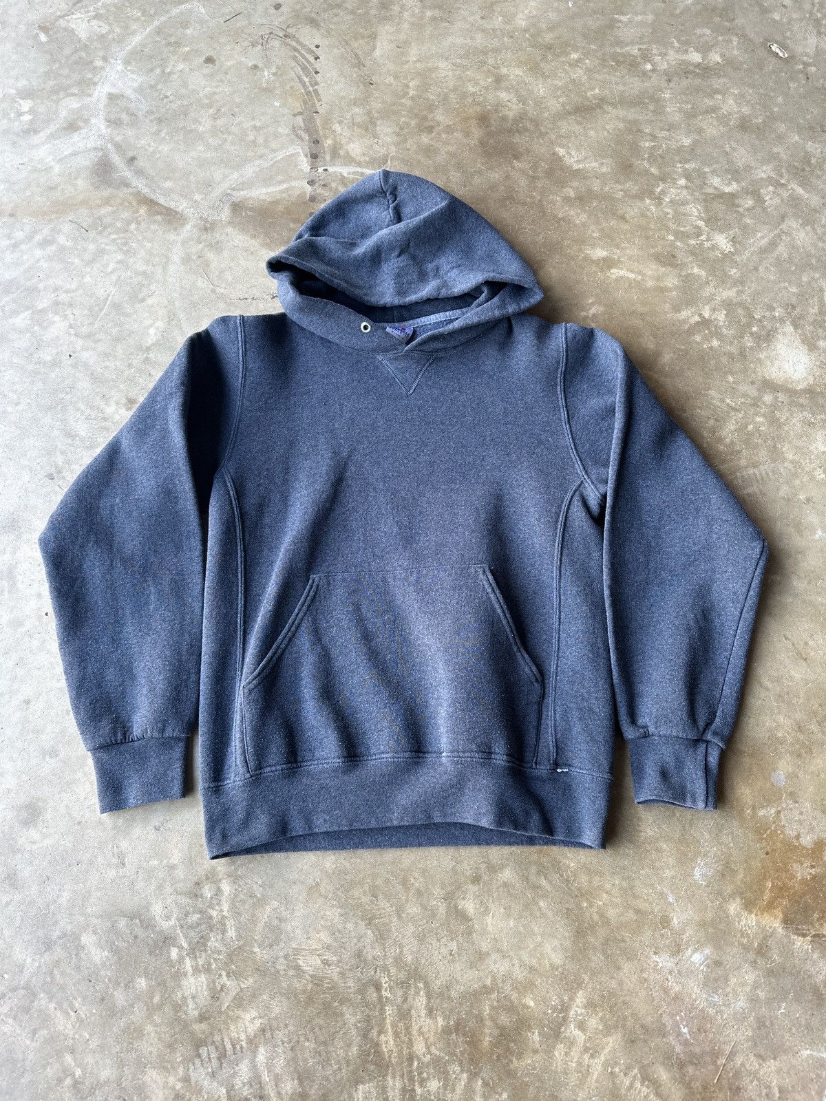Russell Athletic Hommes 2XL Sweat À Capuche Gris Logo Top Vintage