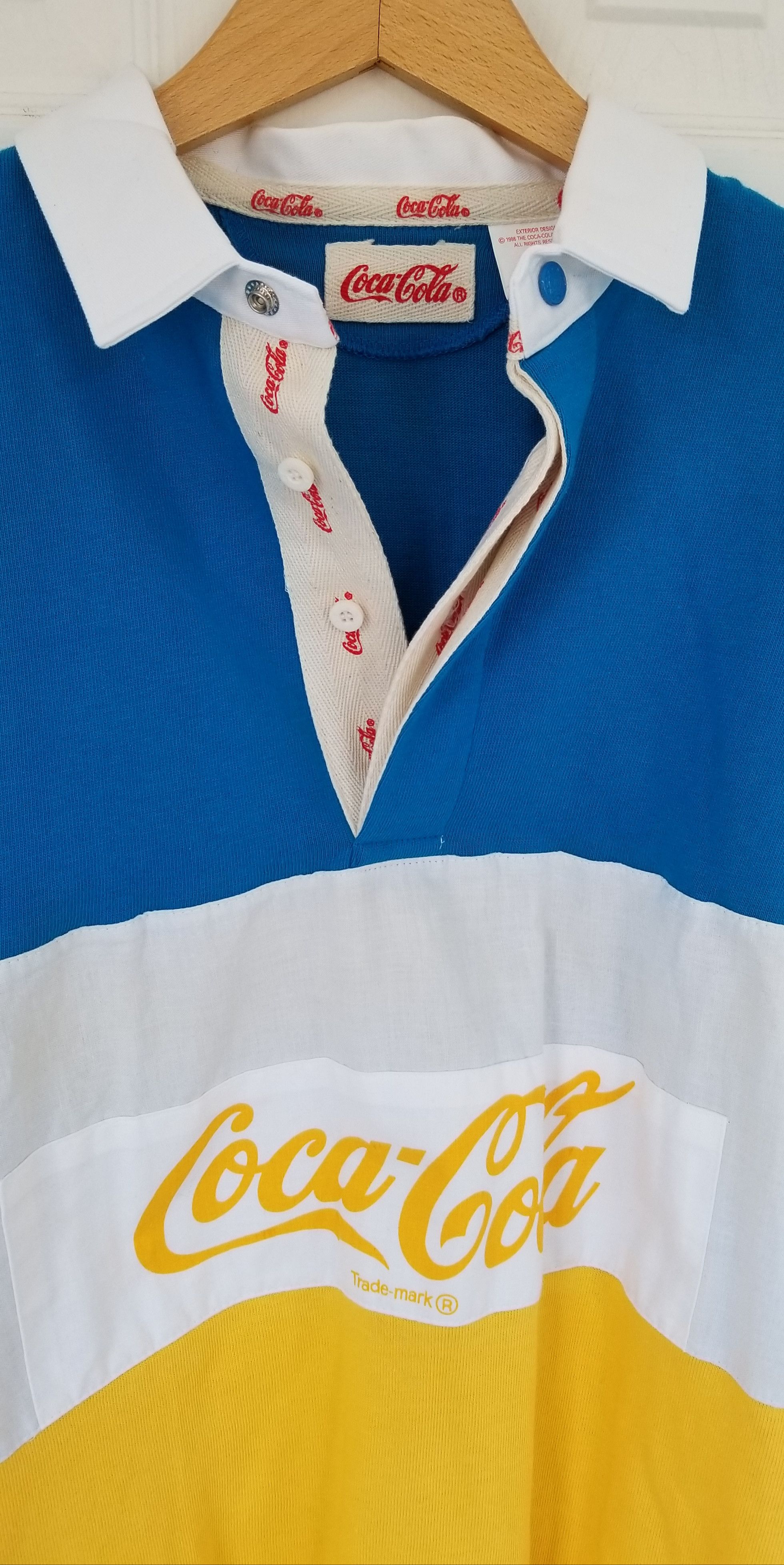 Coca Cola Coca Cola Rugby Polo Shirt Hilfiger Blue Yellow 80s 90s Y2K Size S / US 4 / IT 40 - 4 Thumbnail