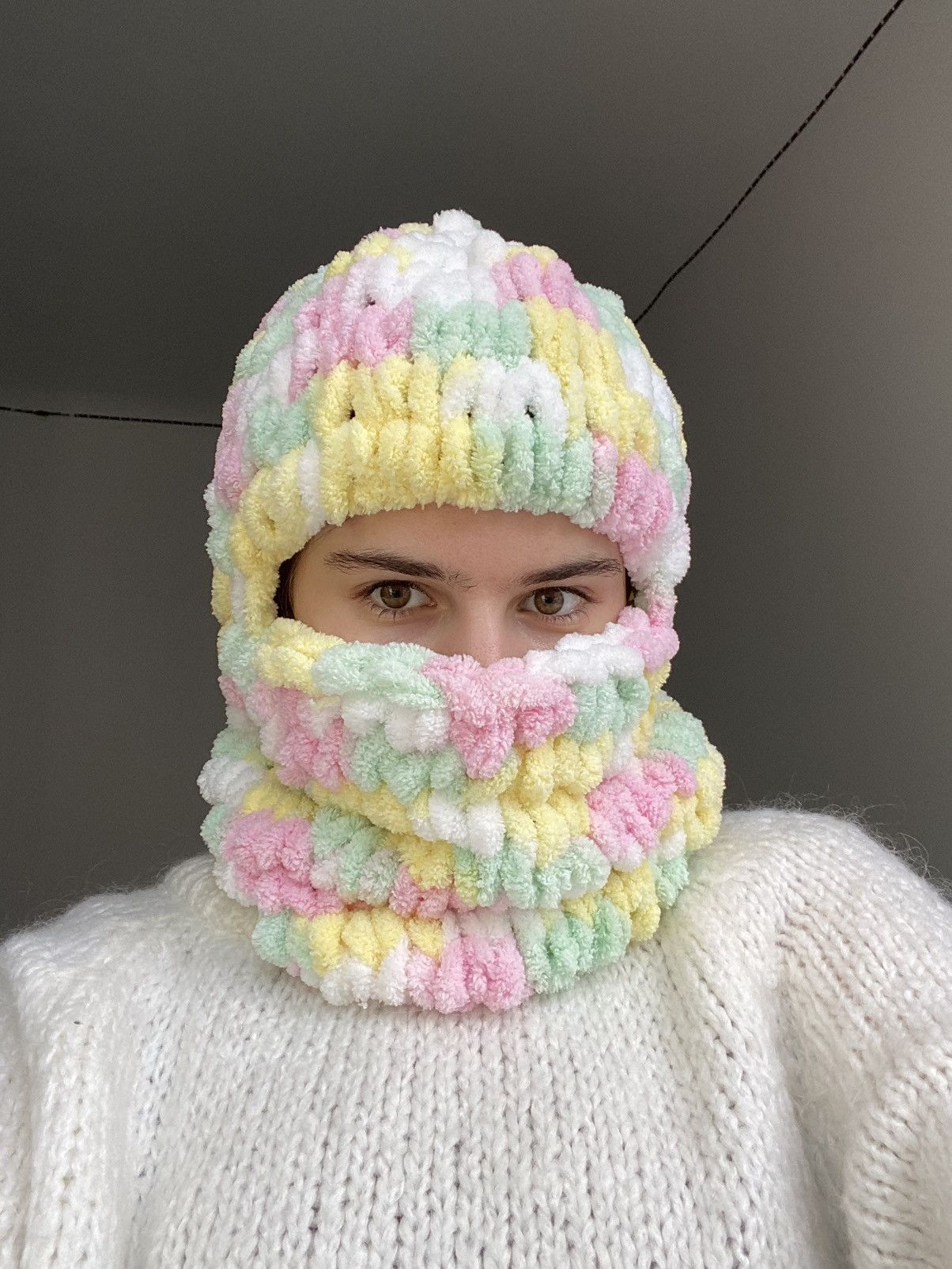 Handmade Handmade Fluffy Knitted Balaclava Bunny Style Size ONE SIZE - 1 Thumbnail