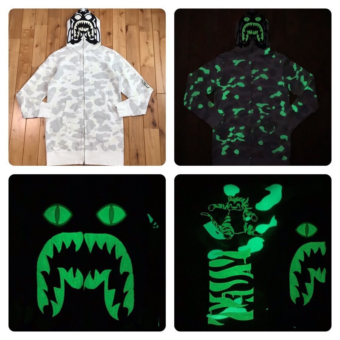 Bape Glow in the Dark BAPE city camo long tiger full zip hoodie Grailed