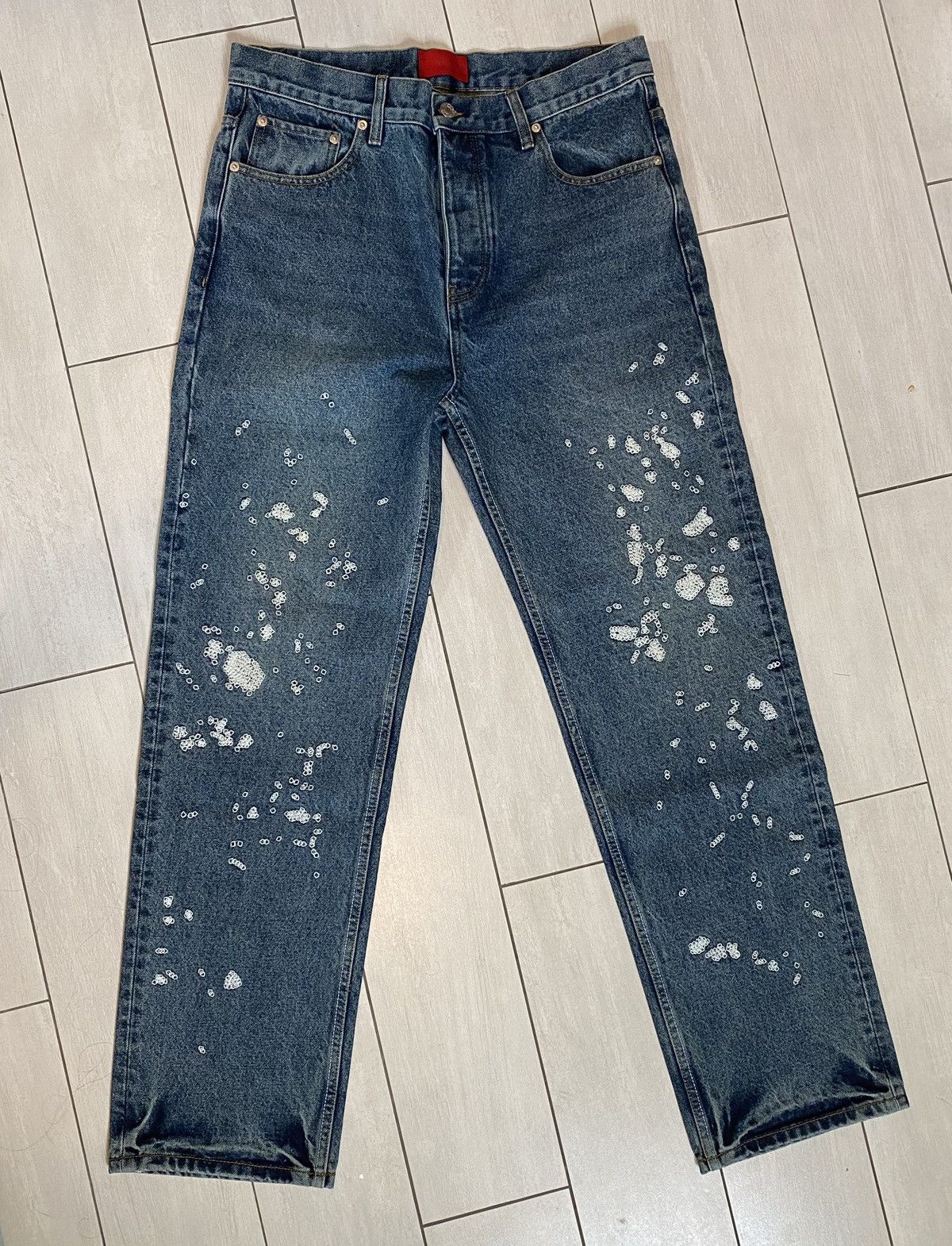 Fugazi Fugazi Chain Splatter Jeans Dark Washed Size US 32 / EU 48 - 2 Thumbnail