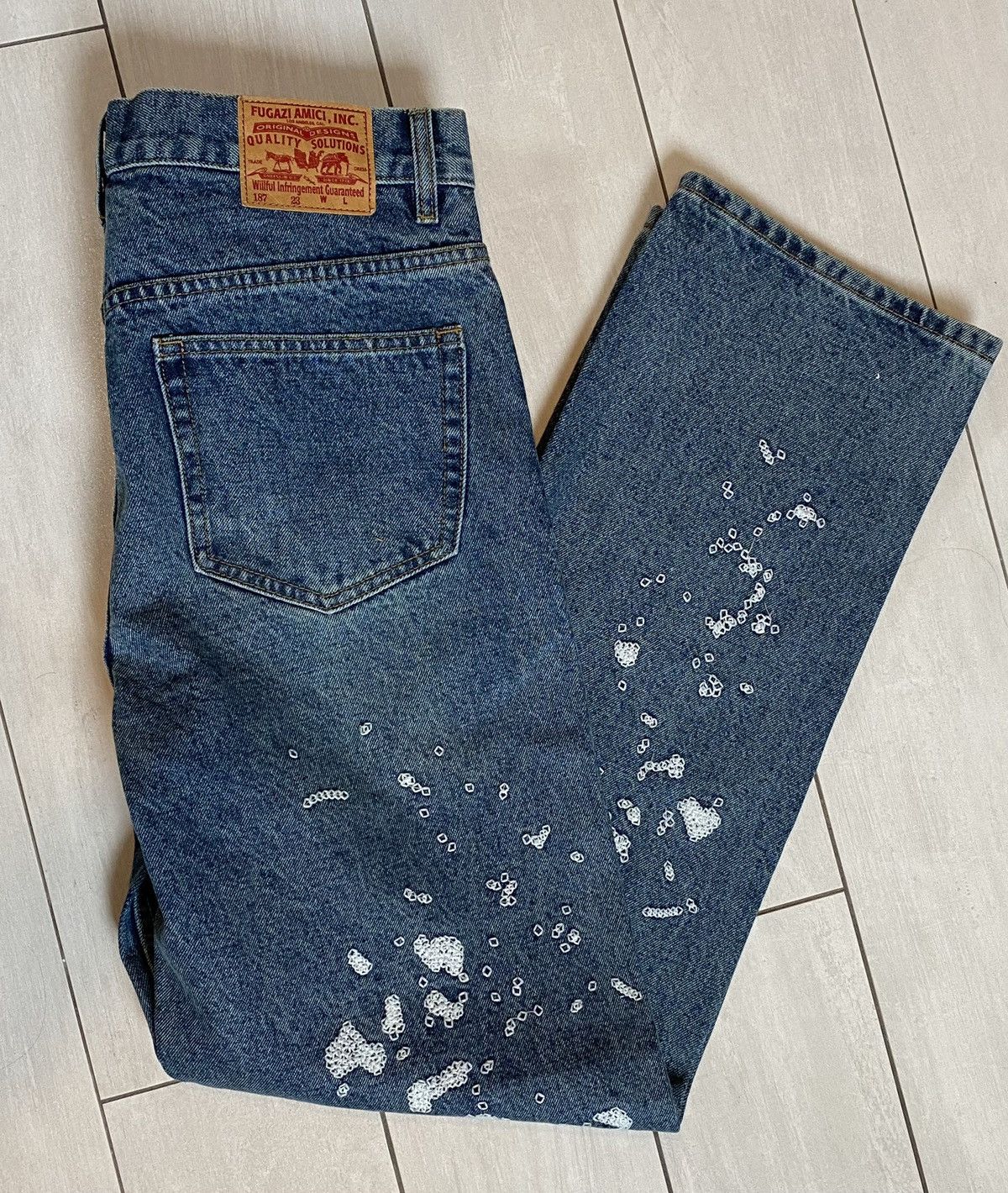 Fugazi Fugazi Chain Splatter Jeans Dark Washed Size US 32 / EU 48 - 3 Thumbnail
