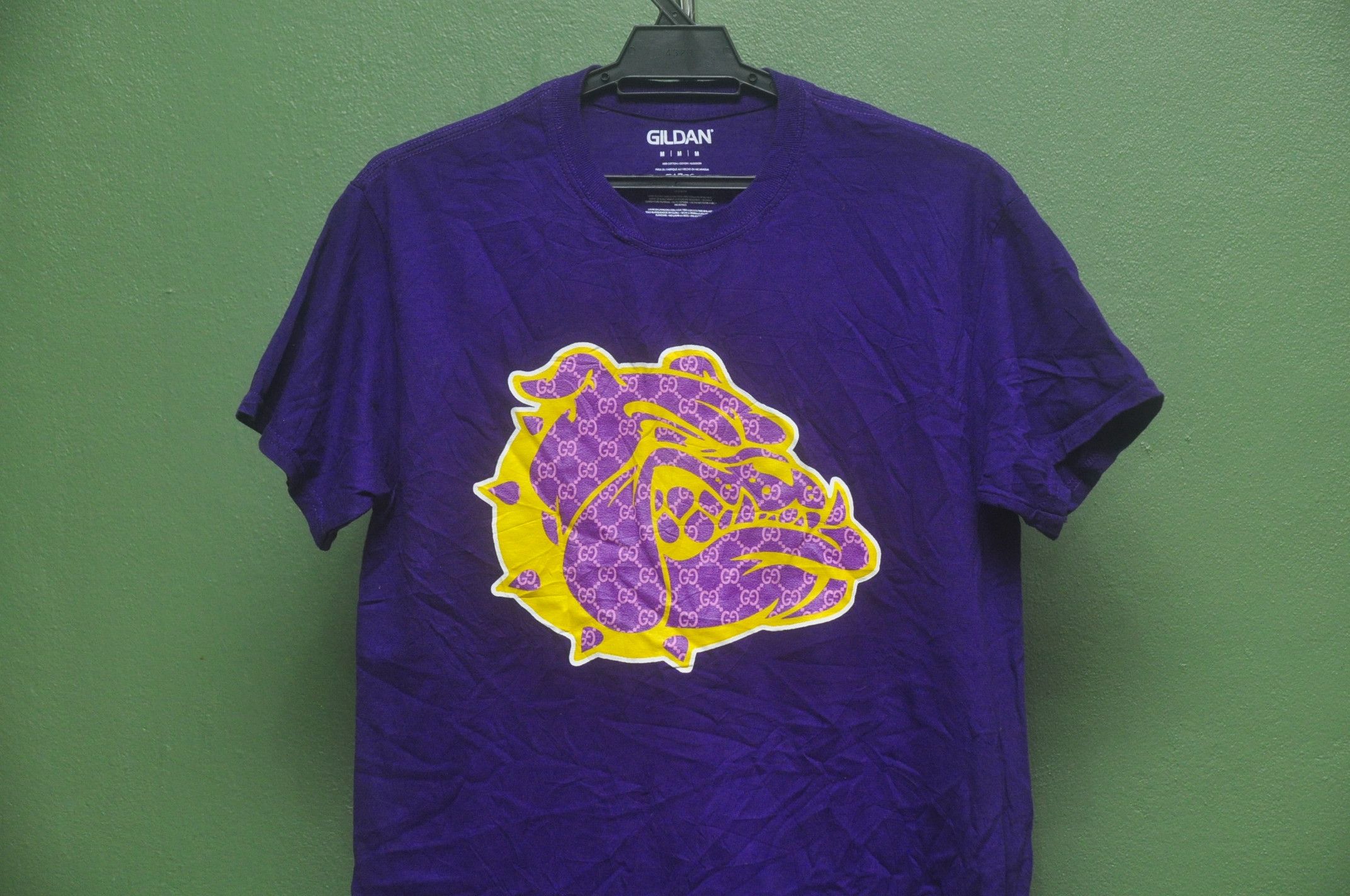 Japanese Brand × Vintage Parody Gucci Bulldog Big Logo Purple Colour M size Shirt Size US M / EU 48-50 / 2 - 4 Thumbnail