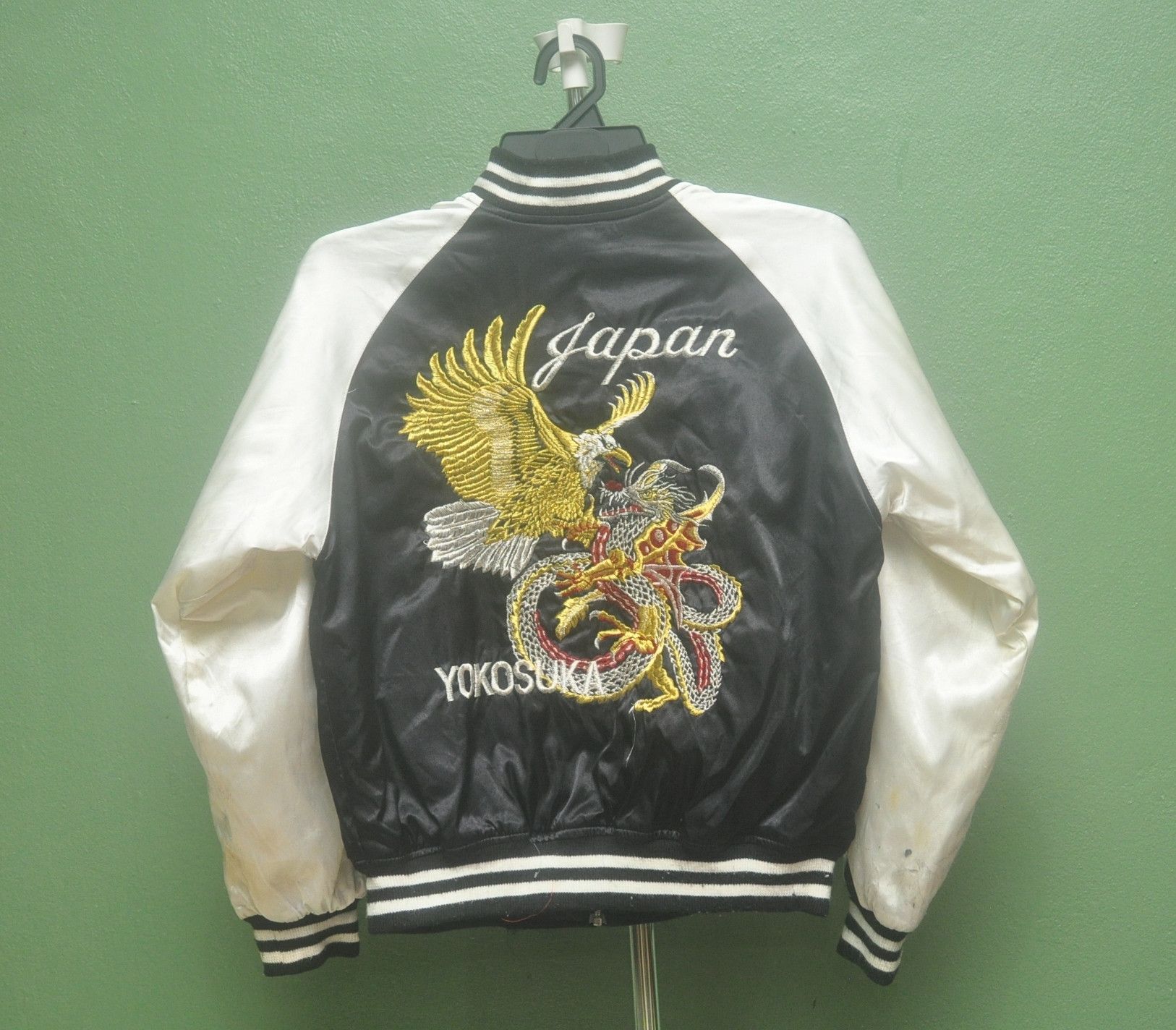 Vintage Sukajan Eagle Fight Dragon Black Colour Yakuza Tops