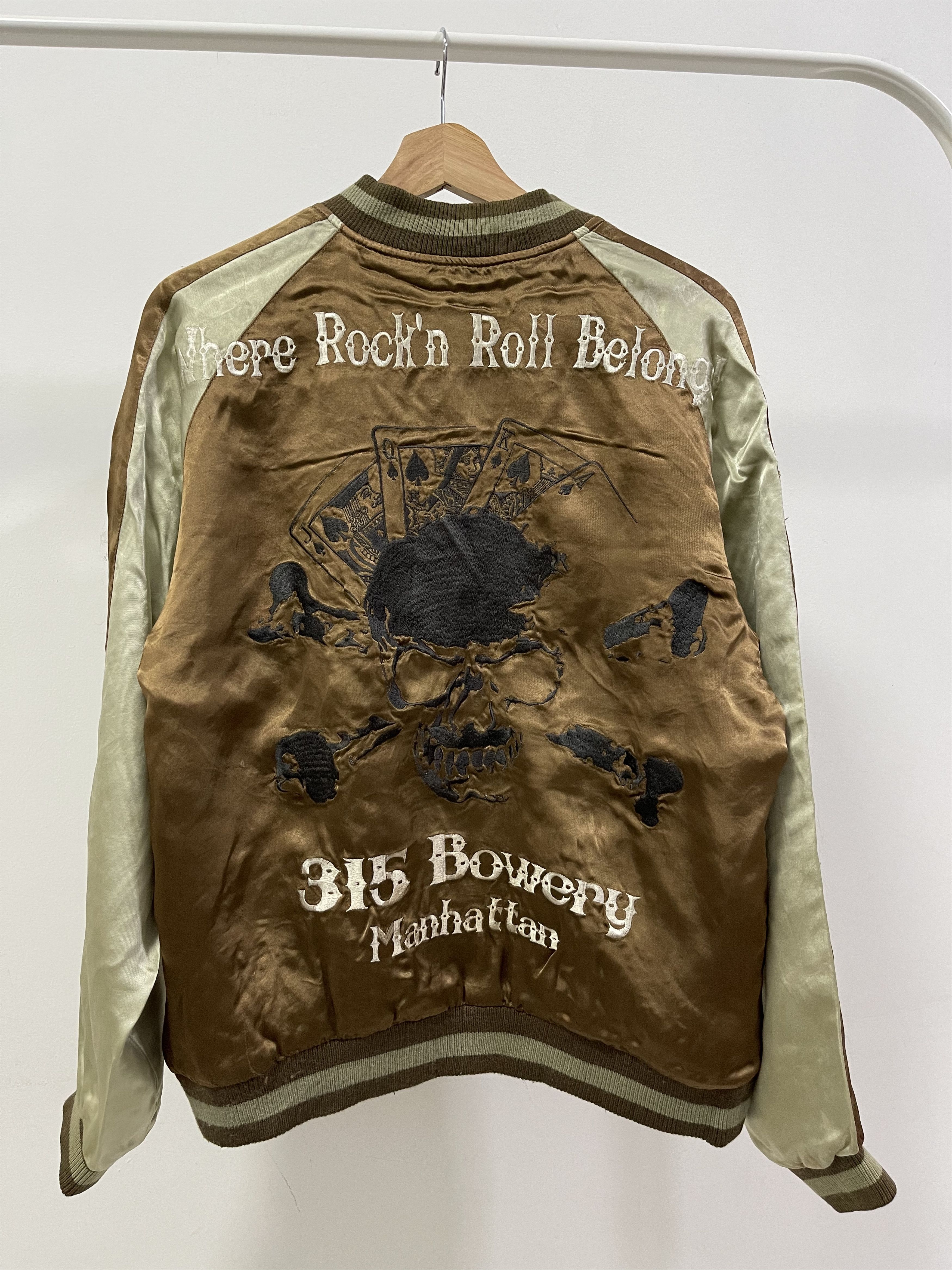 CBGB & OMFUG Skull Punk Rock Underground Riversible Sukajan