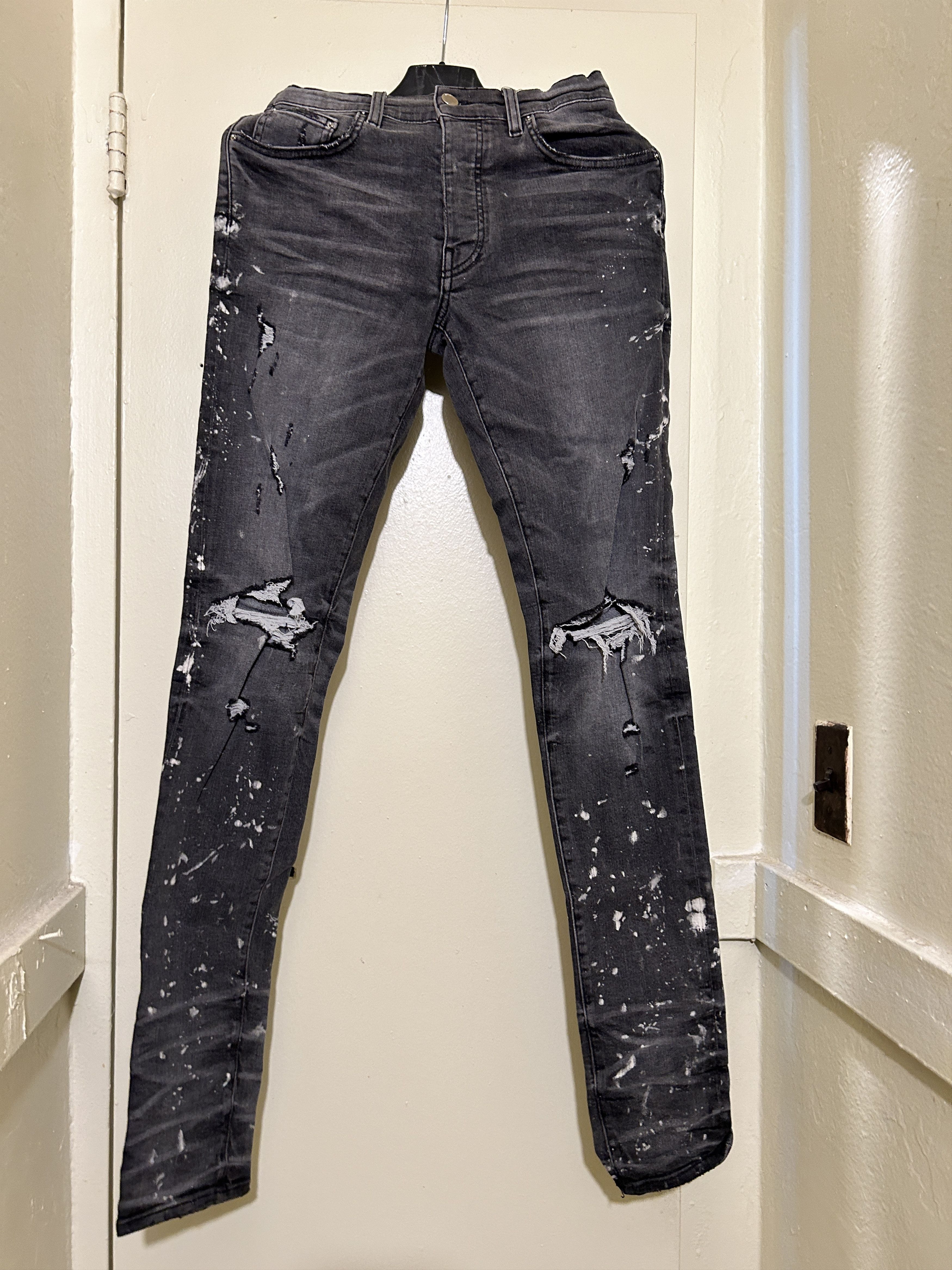 Amiri amiri bleach splatter thrasher minus gray Size US 29 - 2 Thumbnail