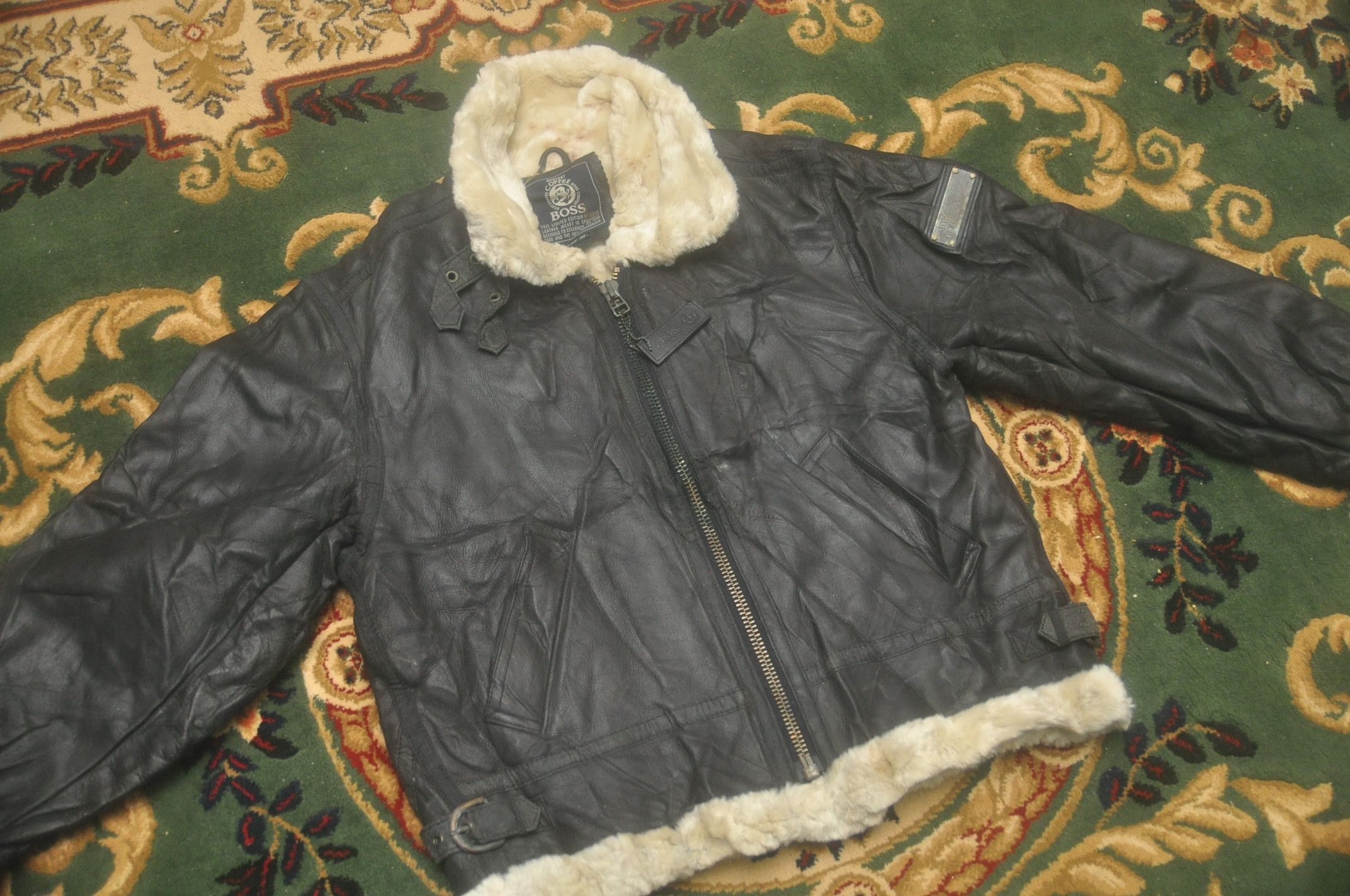 Designer × Hugo Boss × Japanese Brand Vintage BOSS Cafe Suntory Leather Jacket Travis Scott Style Size US L / EU 52-54 / 3 - 3 Thumbnail