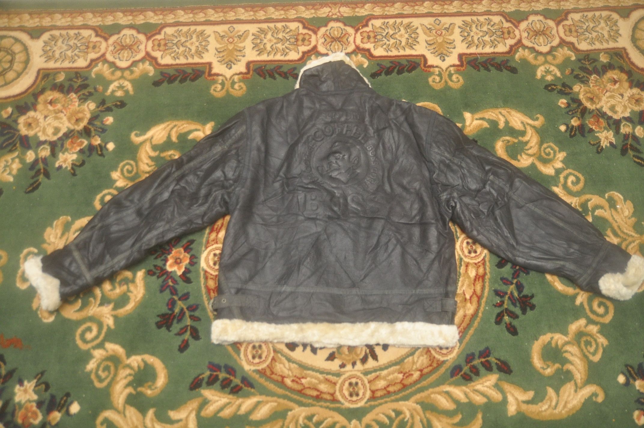 Designer × Hugo Boss × Japanese Brand Vintage BOSS Cafe Suntory Leather Jacket Travis Scott Style Size US L / EU 52-54 / 3 - 2 Thumbnail