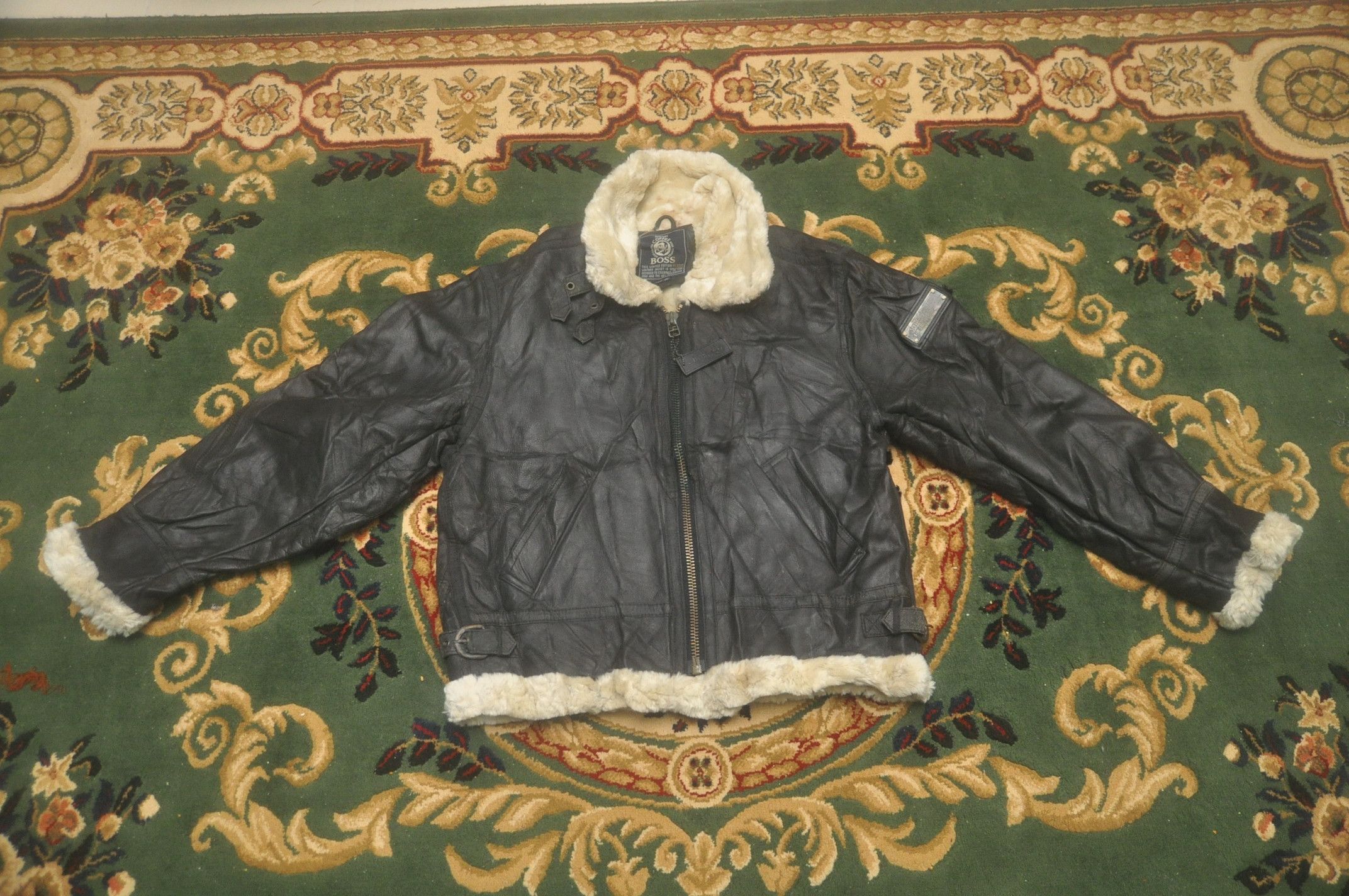 Designer × Hugo Boss × Japanese Brand Vintage BOSS Cafe Suntory Leather Jacket Travis Scott Style Size US L / EU 52-54 / 3 - 1 Thumbnail