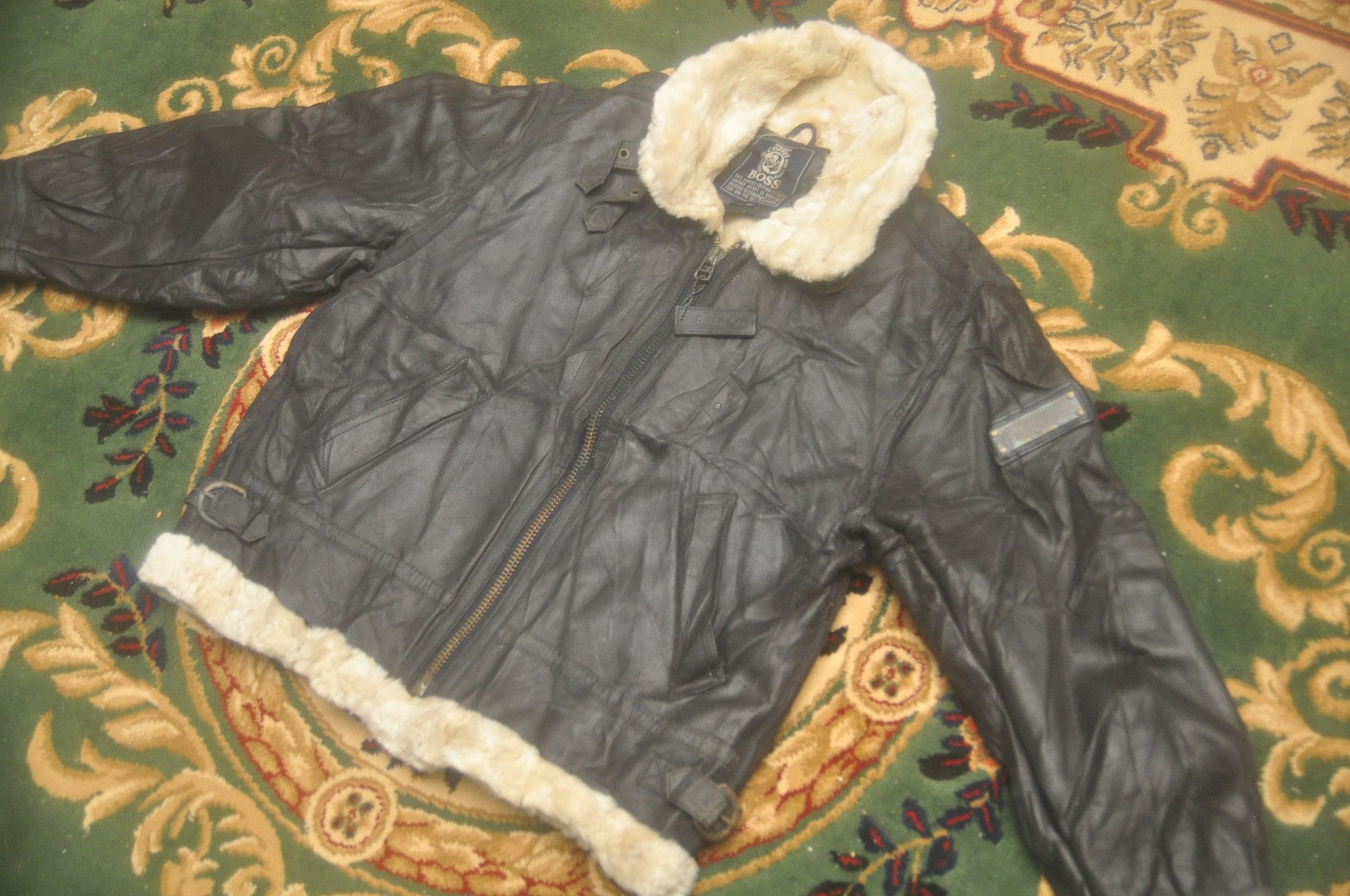 Designer × Hugo Boss × Japanese Brand Vintage BOSS Cafe Suntory Leather Jacket Travis Scott Style Size US L / EU 52-54 / 3 - 4 Thumbnail
