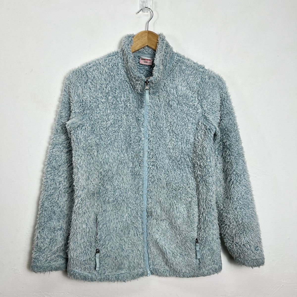 image of Vintage Light Blue Sherpa Jacket, Women's (Size Small)