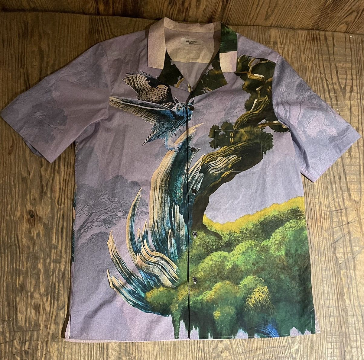 Valentino Roger Dean owl button up made in Italy